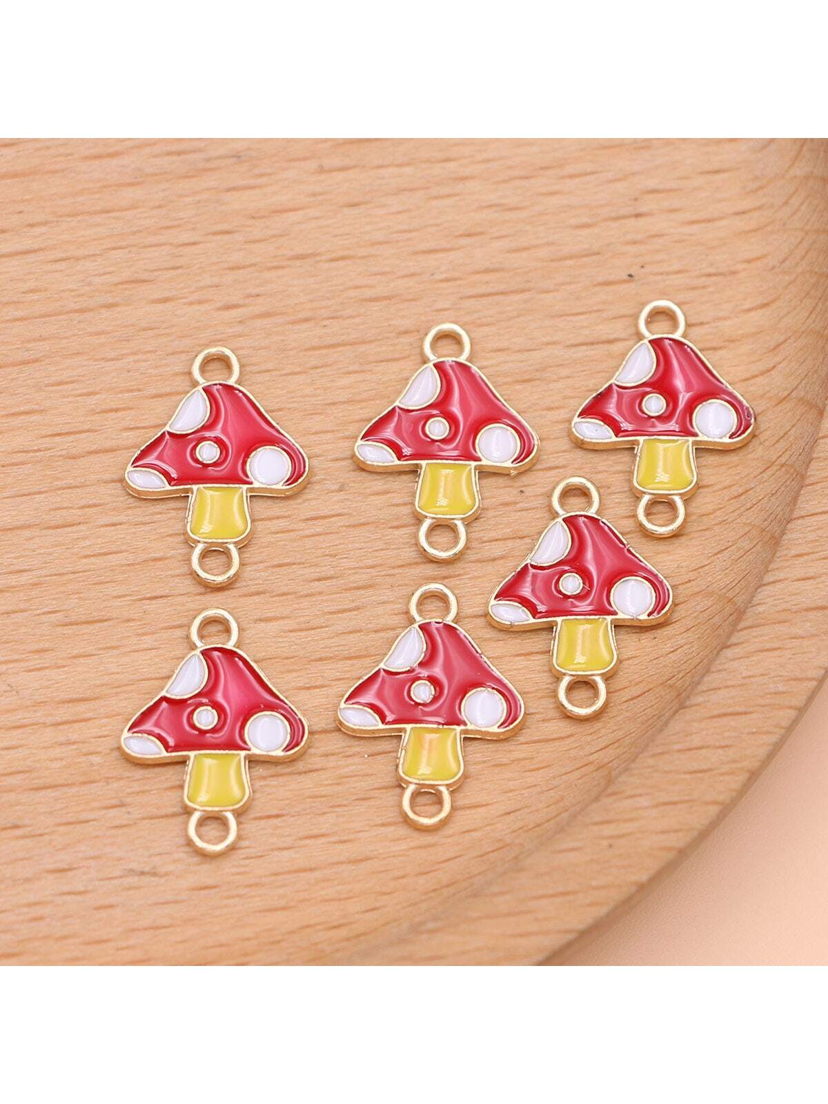 10pcs Diy Red Oil Drip Mushroom-shaped Pendant-Red-1