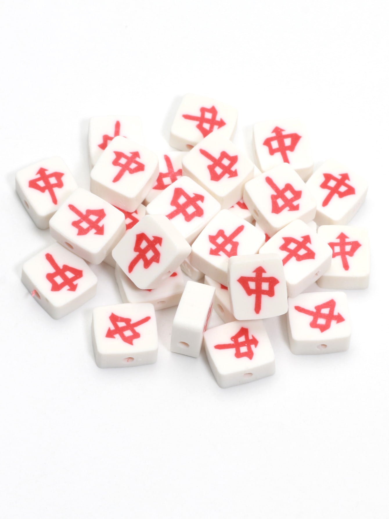 50pcs Domino Soft Pottery Beads Suitable For Diy Bracelet, Necklace, Earrings And Handmade Accessories-Red-1