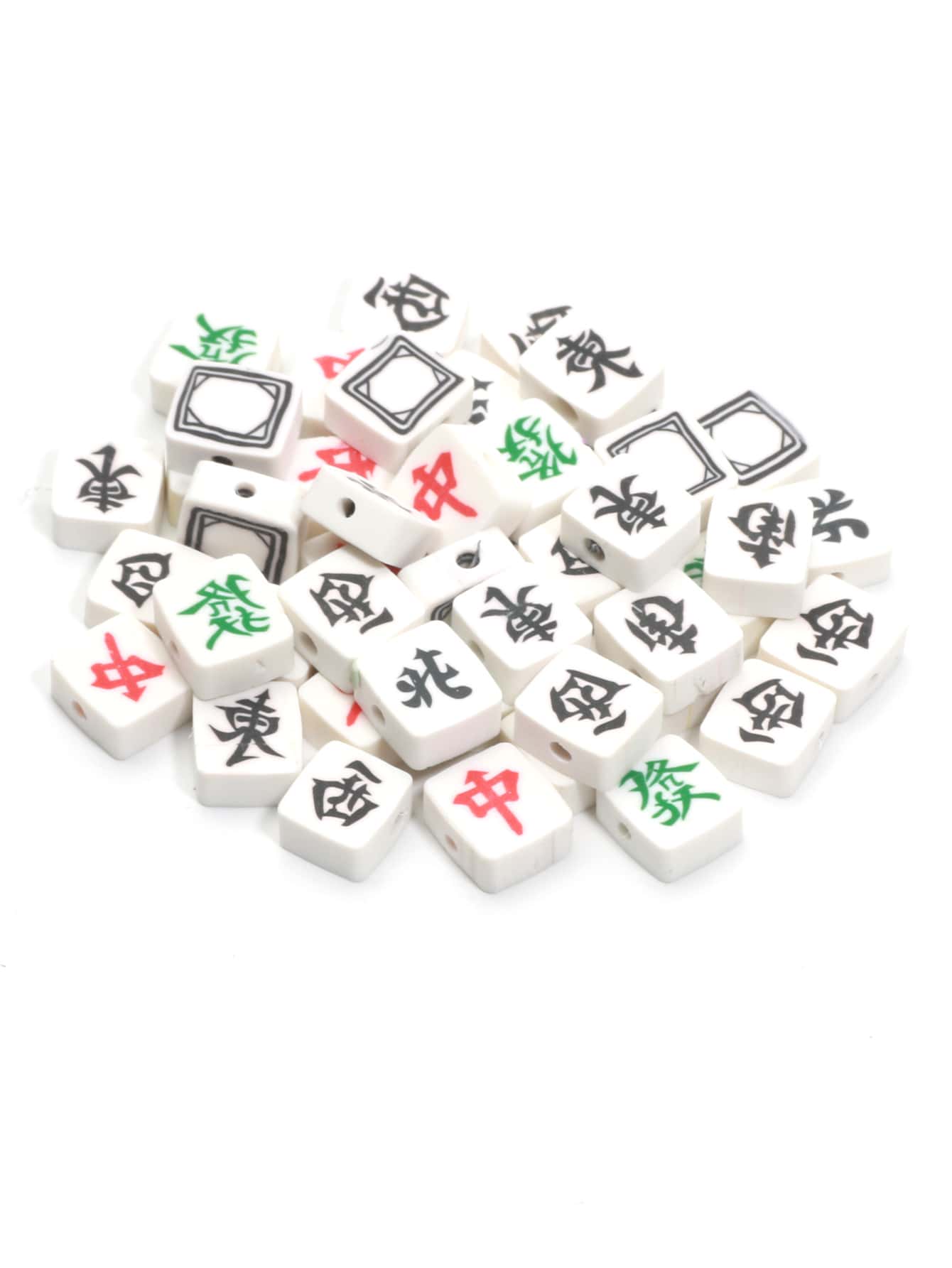 50pcs Mahjong Shaped Soft Ceramic Beads, Ideal For Diy Bracelet, Necklace, Earrings, Handmade Jewelry Accessories-Multicolor-1