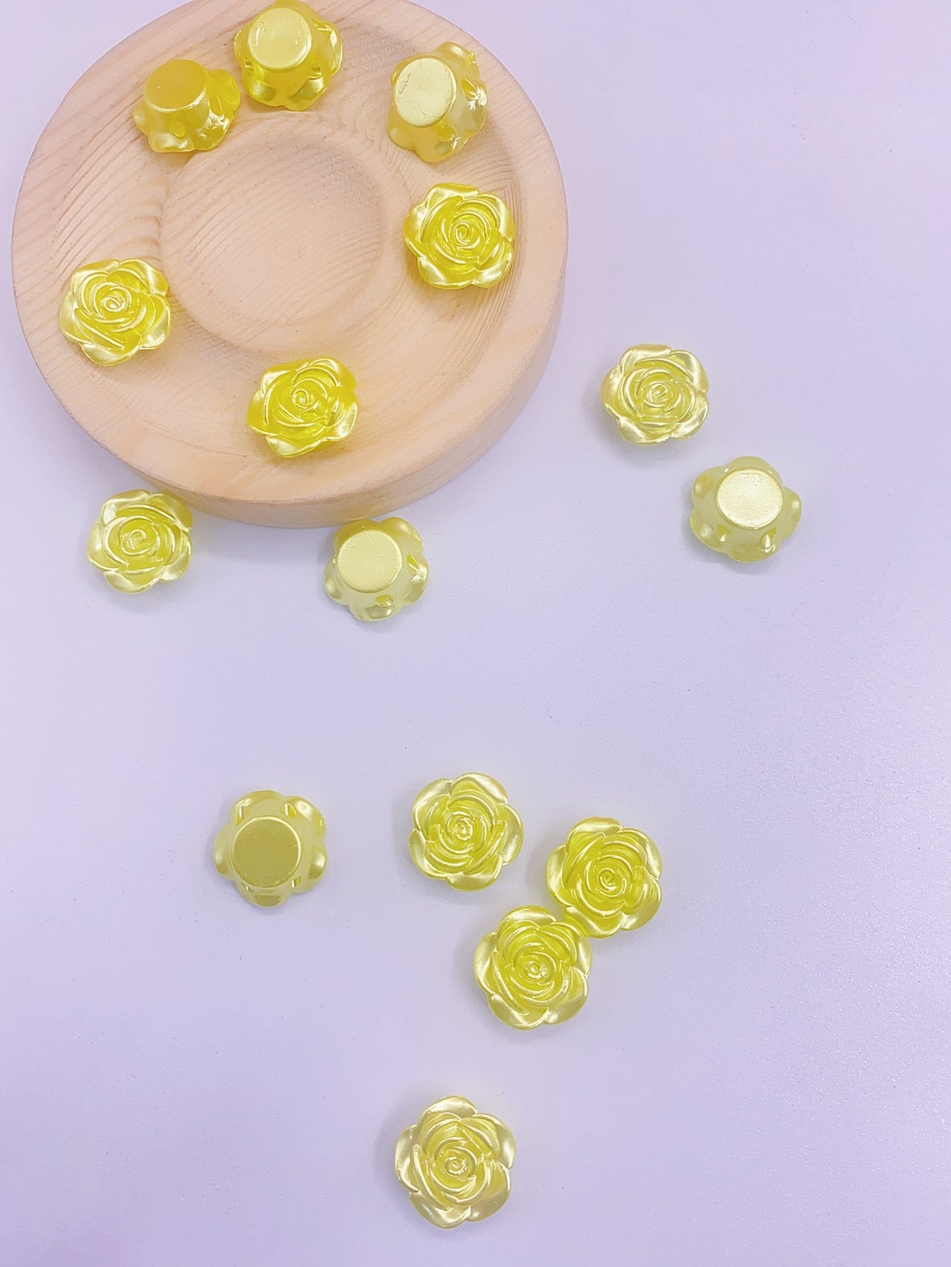 1 Pack 19mm Diy Material For Rose Flower Making, Includes Abs Beads And Imitation Petals-Yellow-1