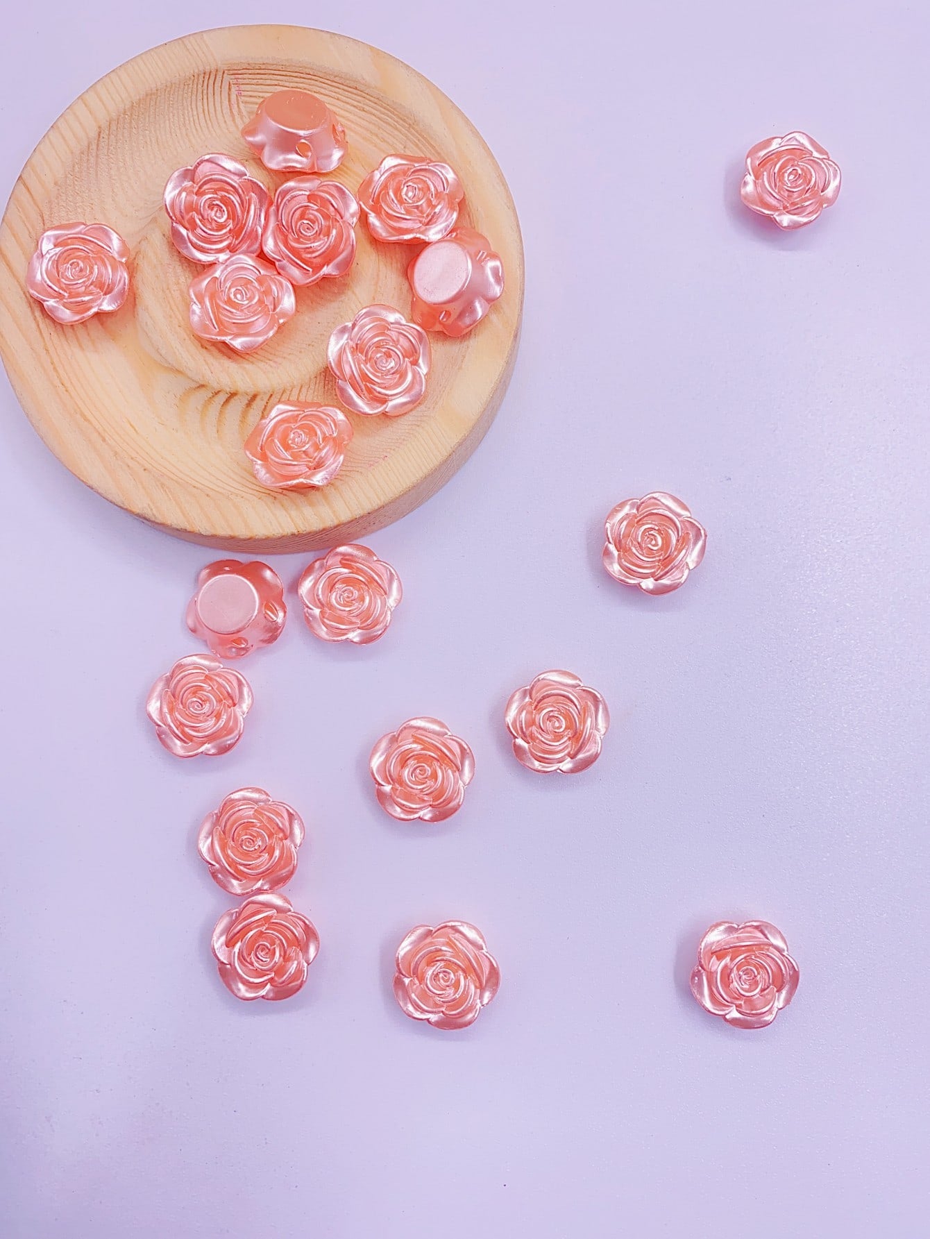 Diy 19mm Happy Rose Material, Abs Simulated Pearl Bead, Rose Petal Shape, 1 Pack-Orange-1