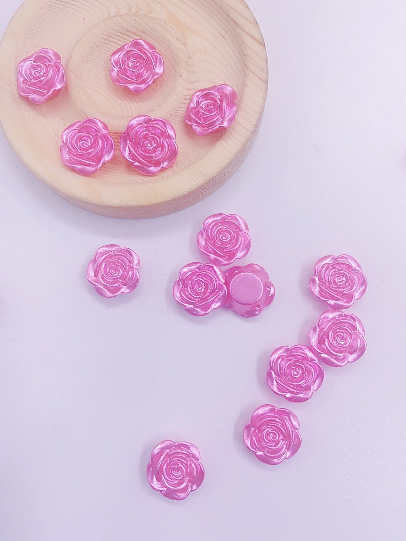 1 Pack Of 19mm Diy Happiness Rose Bead Material, Abs Imitation Pearl Rose Petal For Handmade Beaded Jewelry Diy-Coral Pink-1