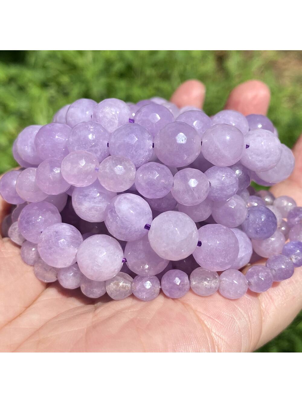 1 Strand 6 8 10mm Natural Stone Beads Faceted Light Purple Jades Round Spacer Loose Beads For Jewelry Making DIY Bracelets Accessories-Purple-1