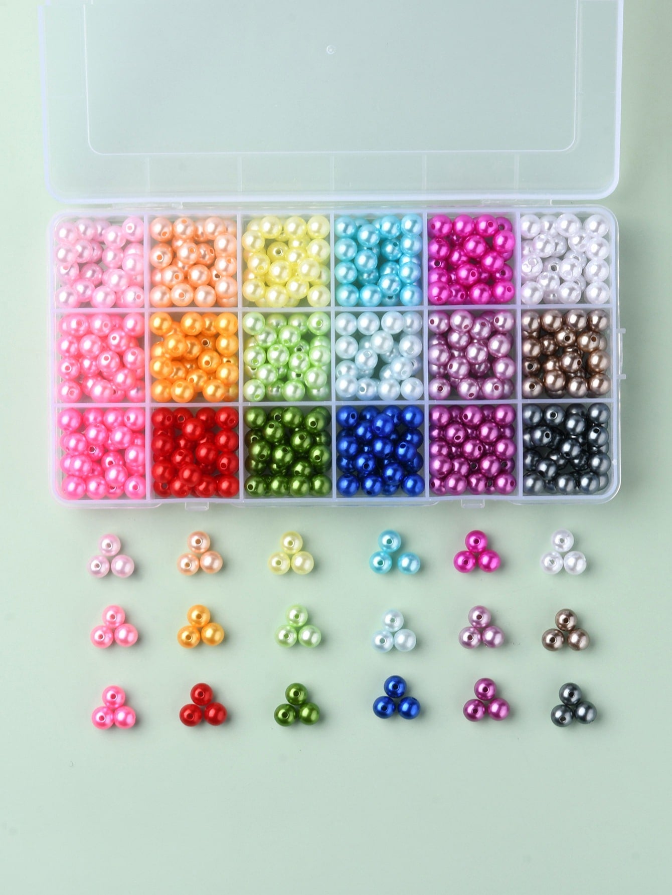 Approx. 540pcs/box Round Glossy Plastic Beads, Suitable For Diy Bracelet & Necklace Making-Multicolor-1