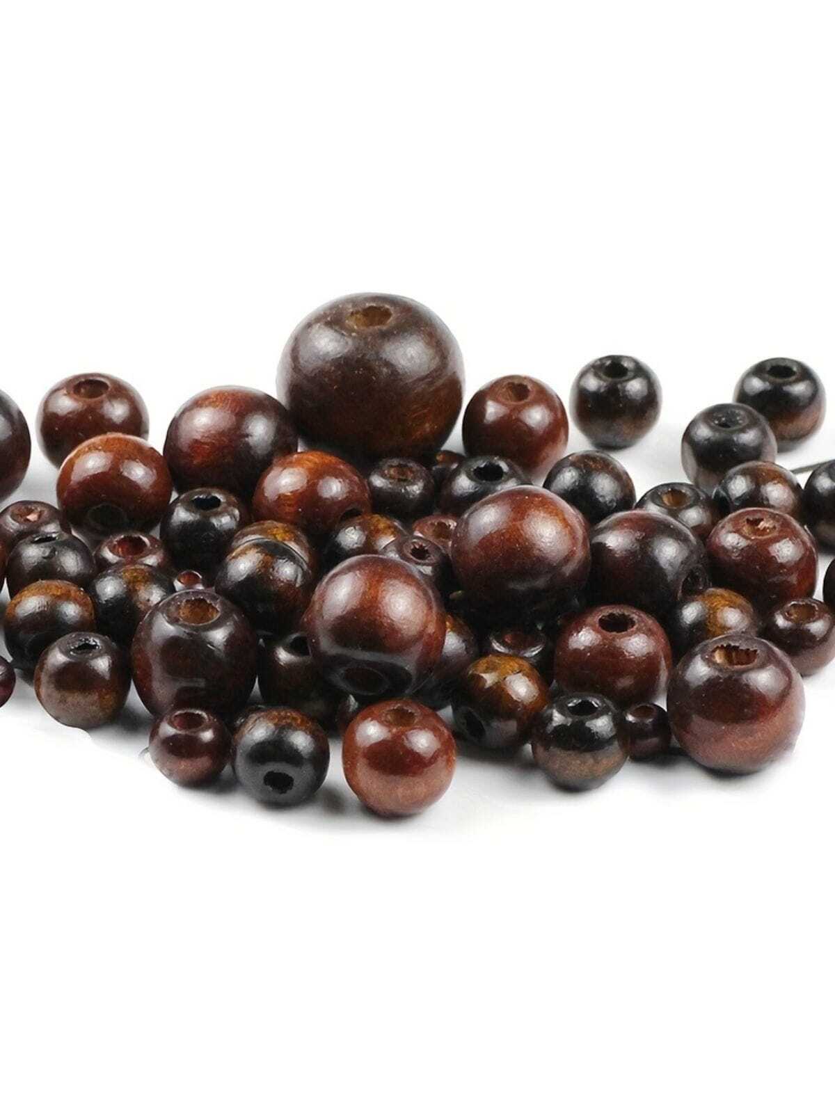 Coffee-colored Wooden Beads With 5-20mm Diameter, With Holes For Diy Jewelry Making--1