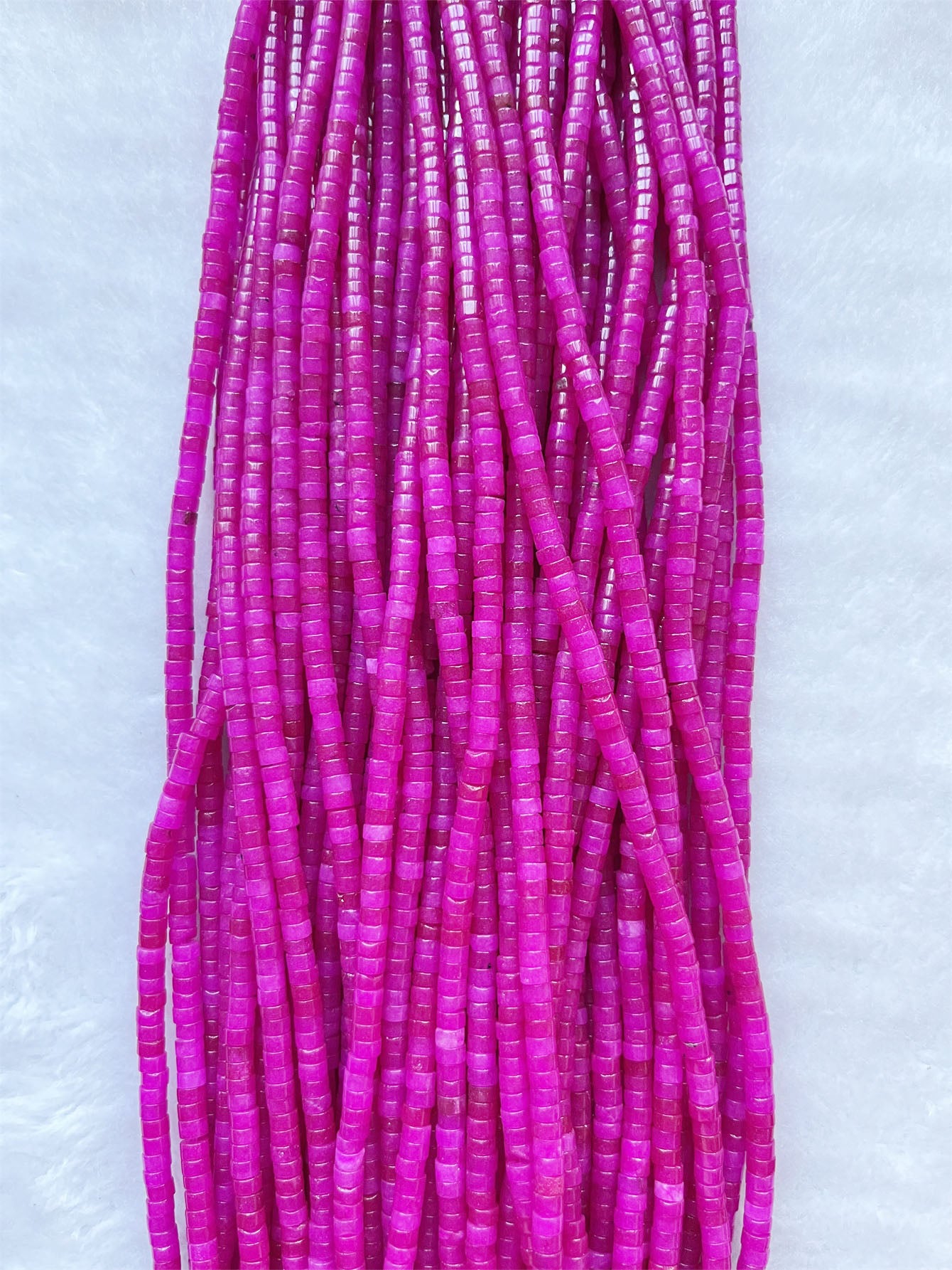 1Strand 2*4MM Rose Red Natural Stone Heishi Beads Plum Purple 14.5Inch 37CM Length Charm Necklace Earrings DIY Bracelets Jewelry Making Wholesale-Hot Pink-1