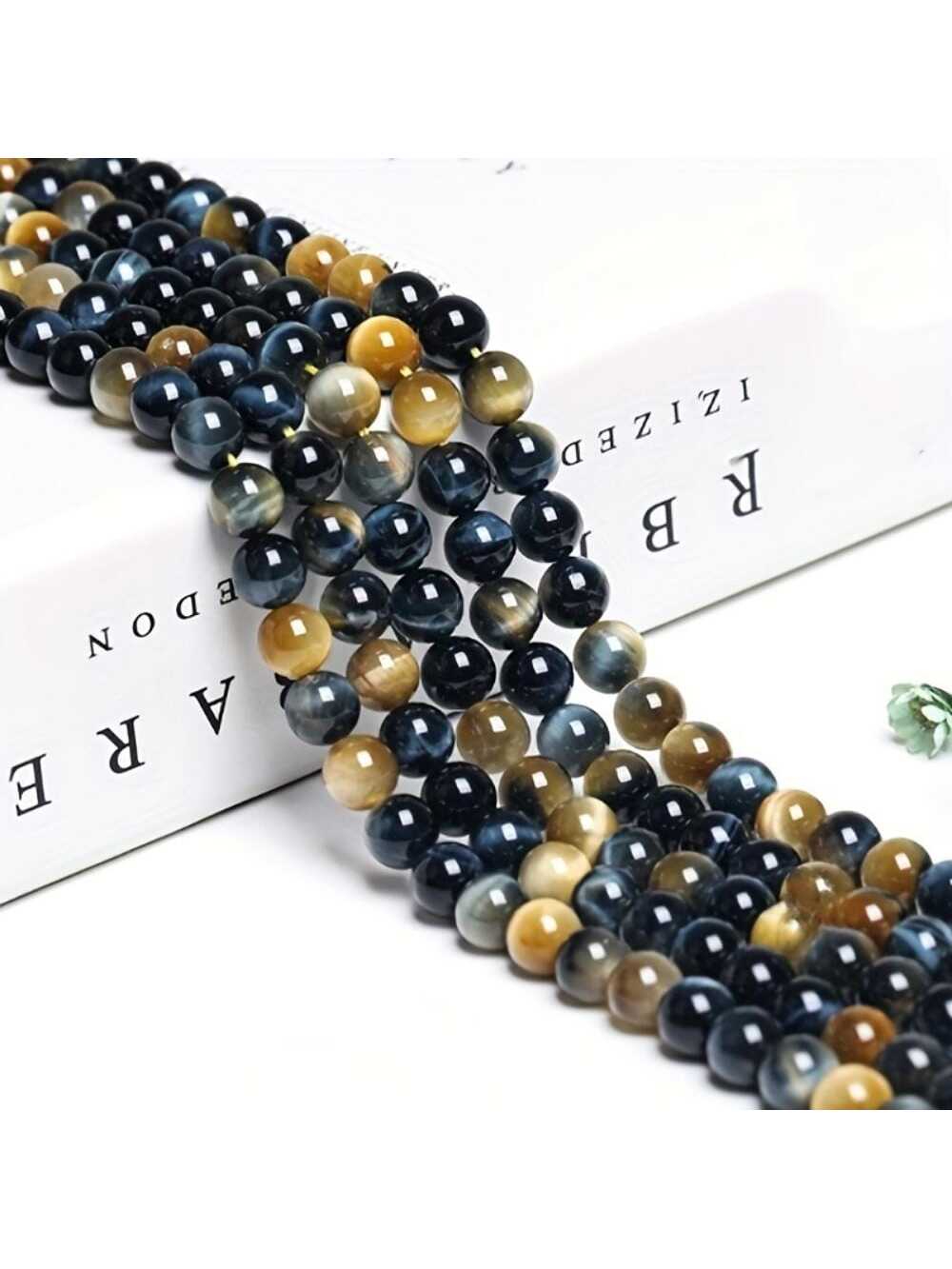 1pc 10mm Natural Tiger Eye Gemstone Loose Bead For Making Diy Bracelet, Necklace, Jewelry Accessories--1