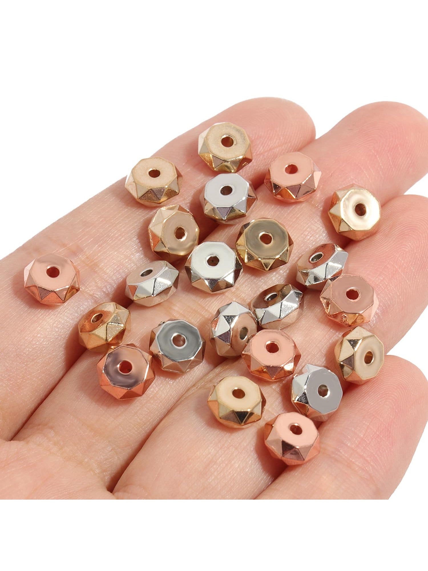 100Pcs 7x4mm Mixed CCB Spacer diy Beads Flat Round Faceted Beads Fit Women Making Jewelry Diy Bracelets Necklace--1