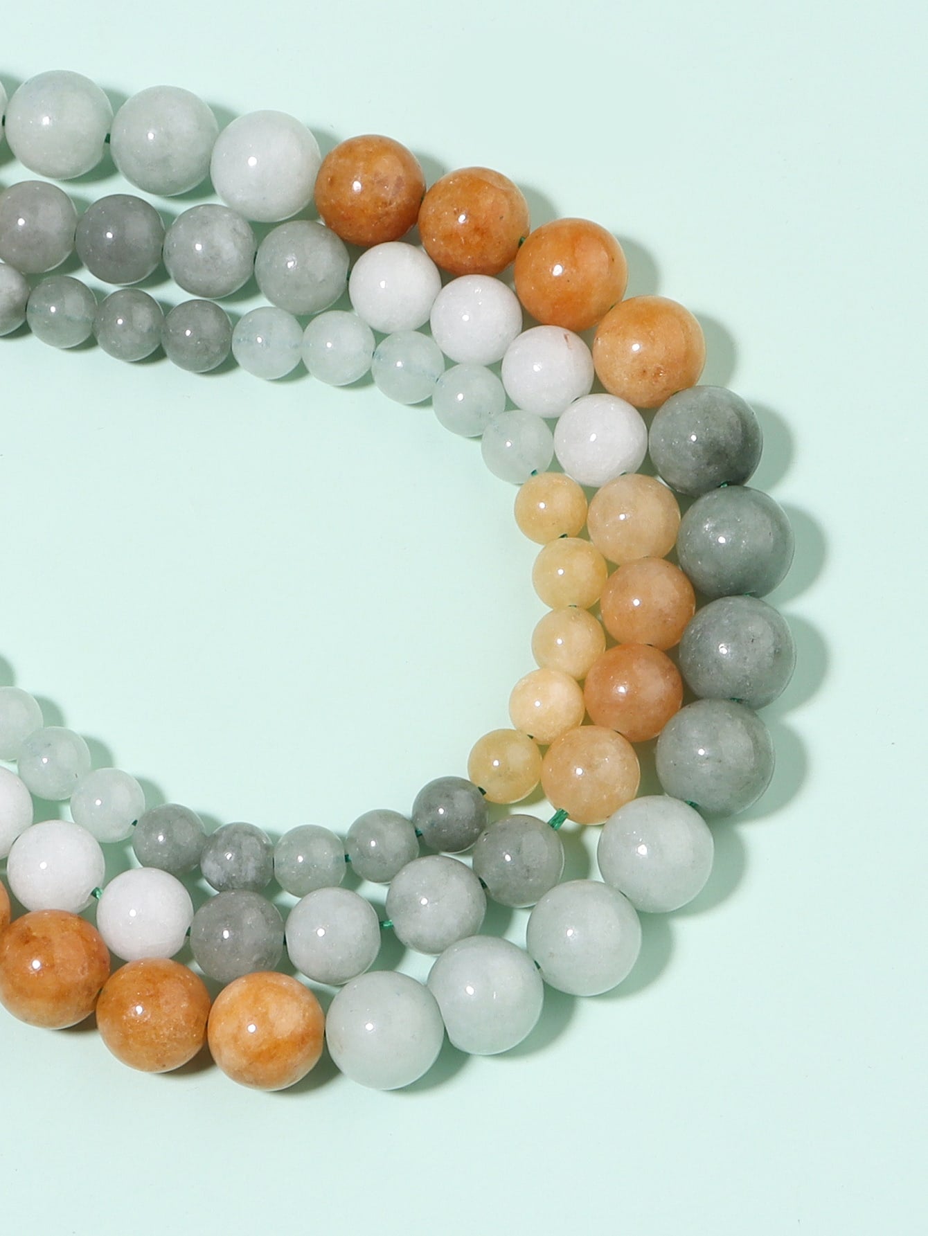 Natural Stone Tricolor Jadeite Jades Round Loose Spacer DIY Beads For Jewelry Making DIY Bracelet Necklace Accessories-Multicolor-1