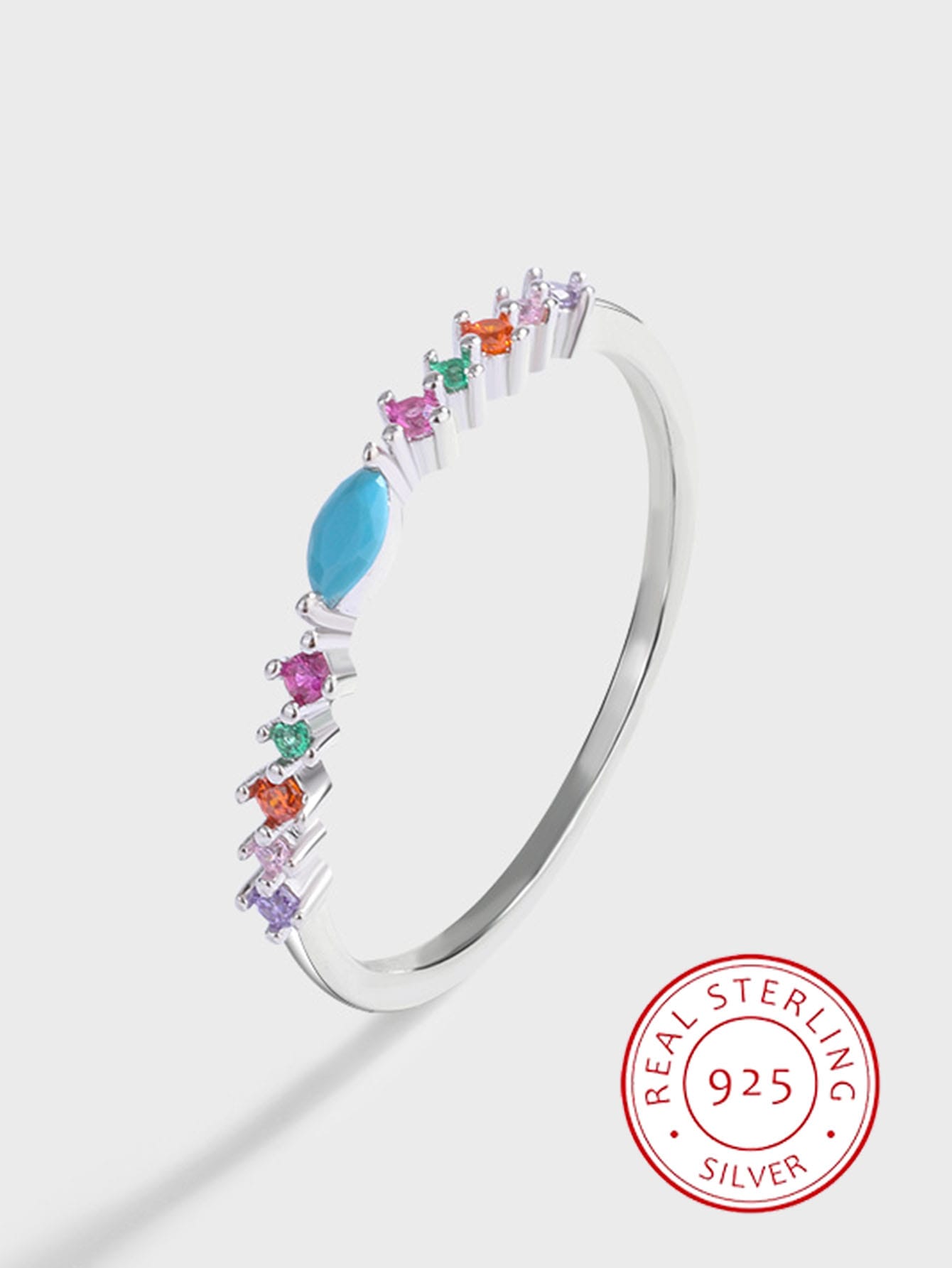 Women's Fresh & Graceful Luxurious S925 Sterling Silver Colorful Cat Eye Gemstone Ring-Multicolor-1