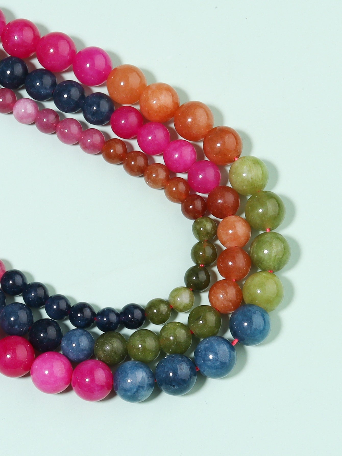 Natural Stone Four Colors diy Beads Jades Round Loose Spacer Beads For Jewelry Making DIY Bracelet Necklace Accessories 15"inch-Multicolor-1