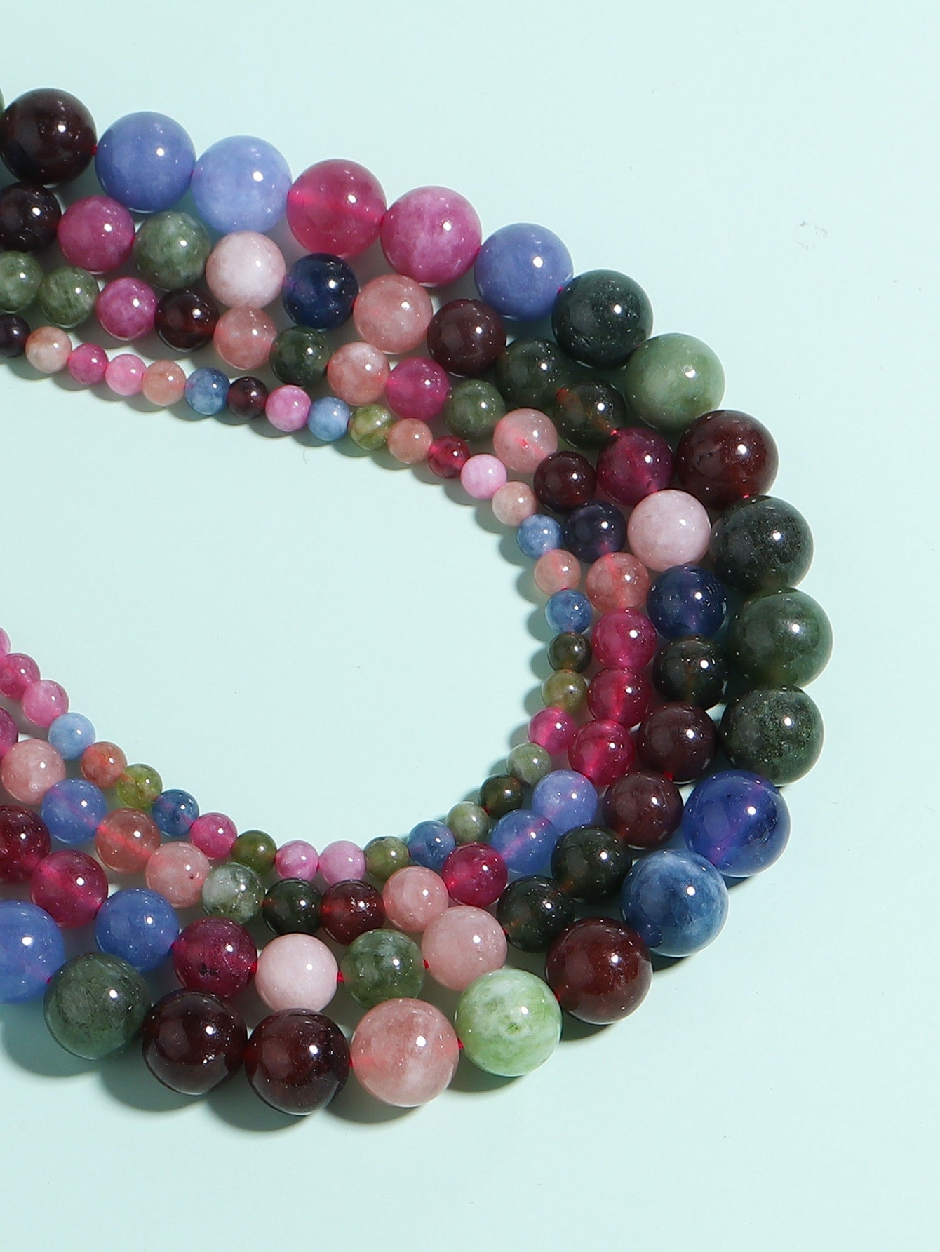 Natural Stone Multicolour Tourmaline Round Loose diy Beads 4 6 8 10mm Pick Size For Jewelry Making DIY Bracelet Necklace Accessories-Multicolor-1