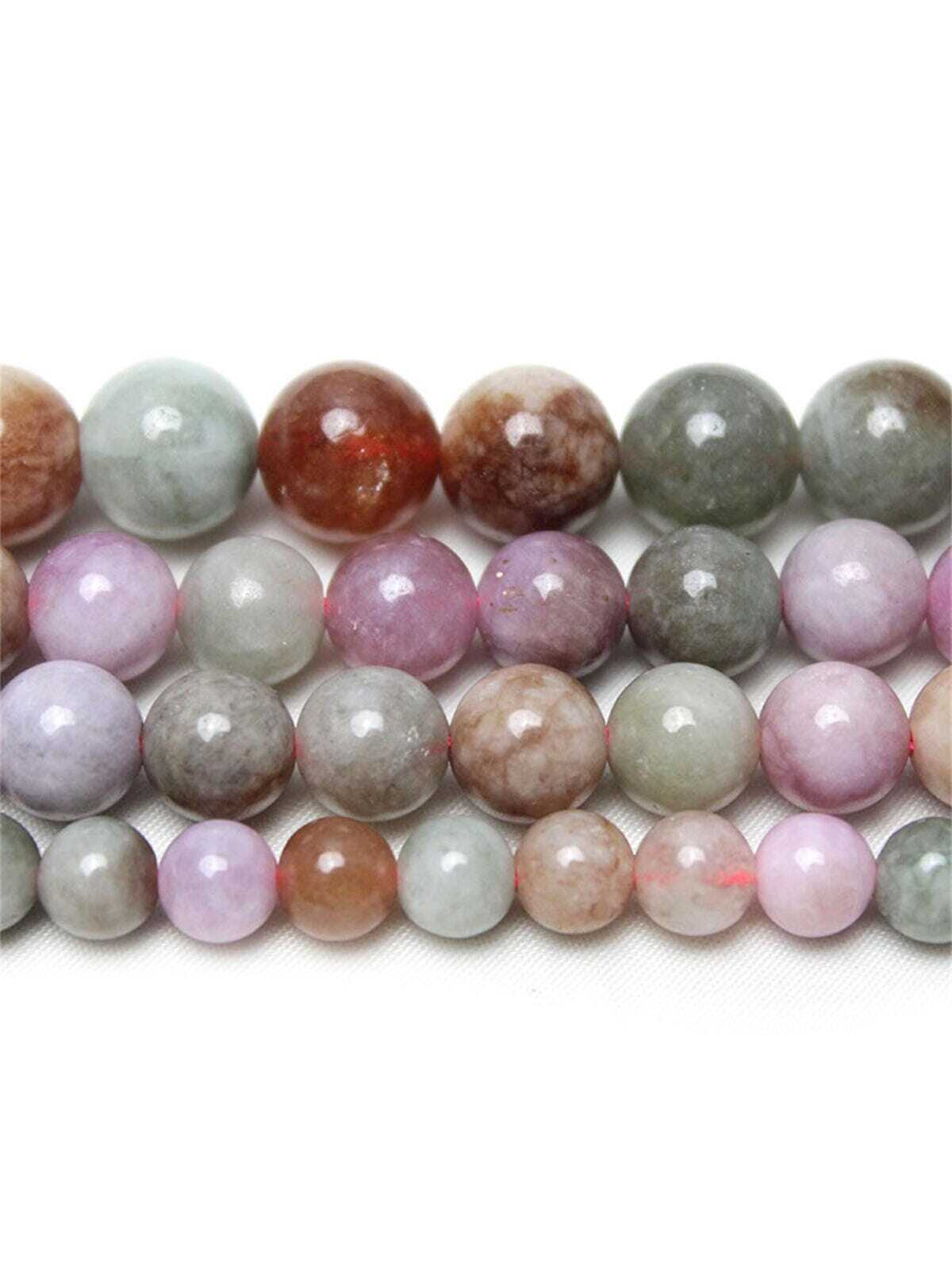 Rainbow-colored Round Beads, Loose Gemstones For Diy Jewelry, Material For Bracelets & Necklaces Weaving-Multicolor-1