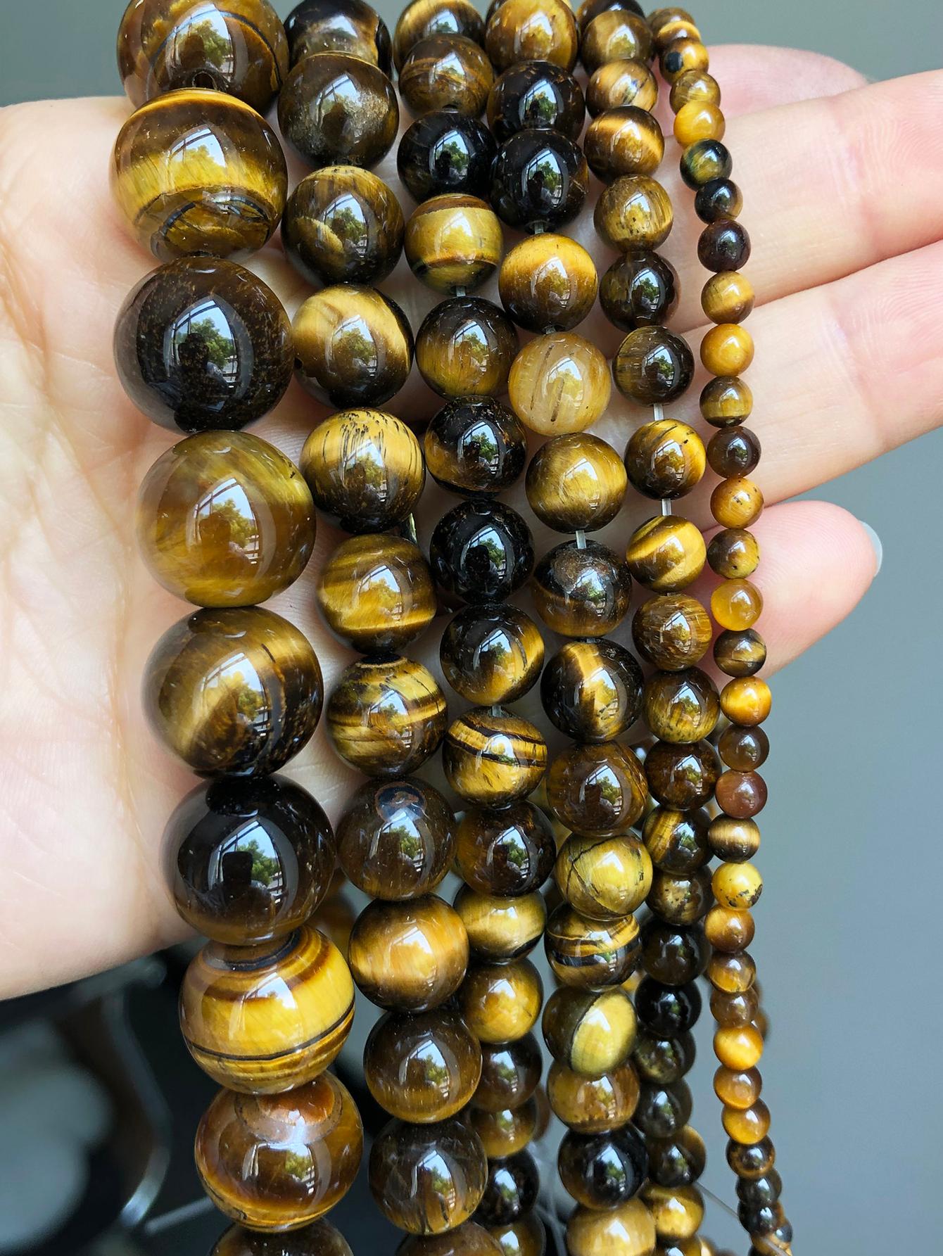 Natural Yellow Tiger Eye Stone Beads Round Loose Spacer Beads For Jewelry Making Diy Bracelet Necklace 4/6/8/10/12mm 15inch-Yellow-1