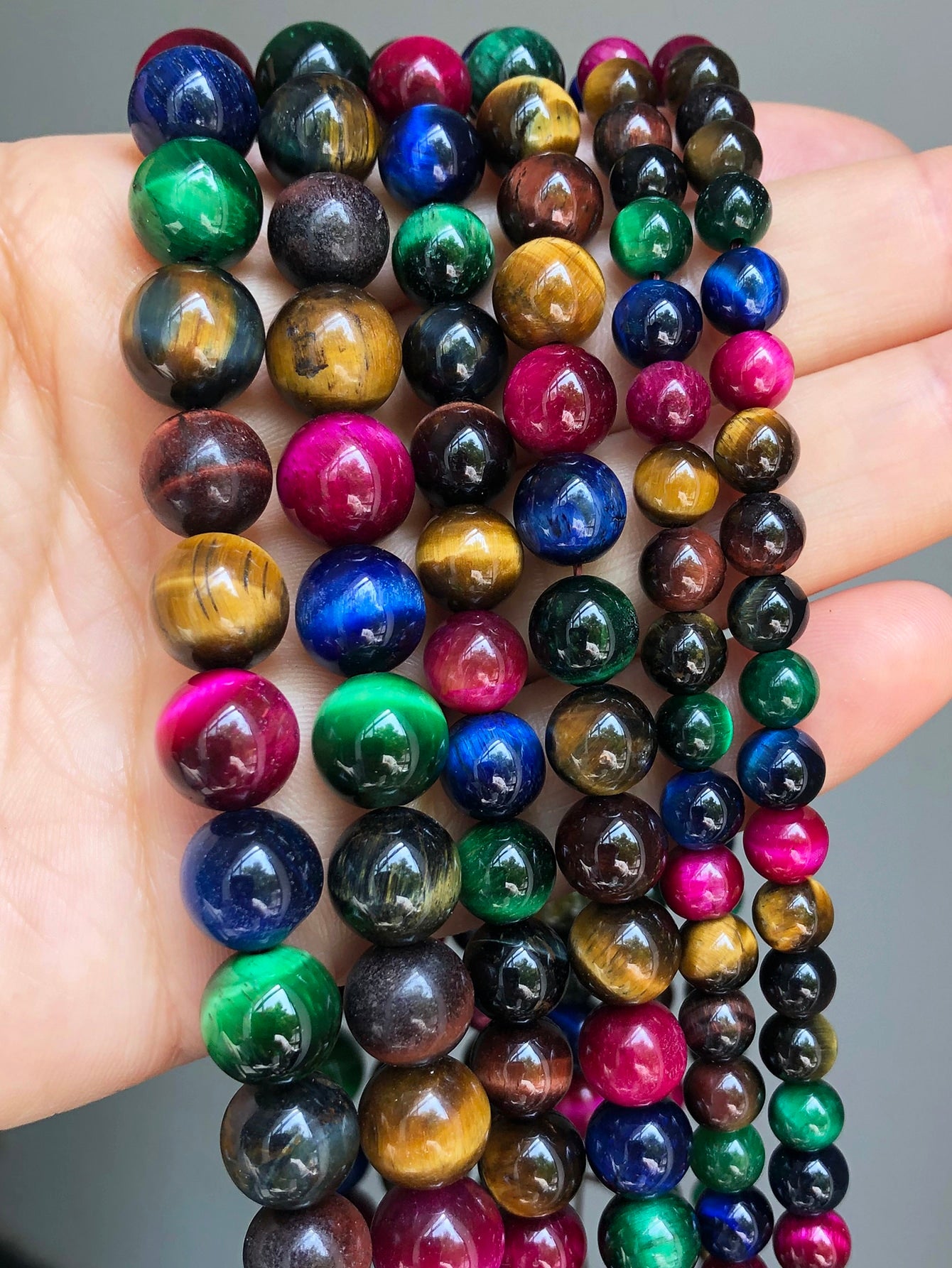 Natural Stone Colorful Tiger Eye Beads Round Loose Beads 6 8 10mm For Jewelry Making DIY Charm Bracelet Wholesale-Multicolor-1