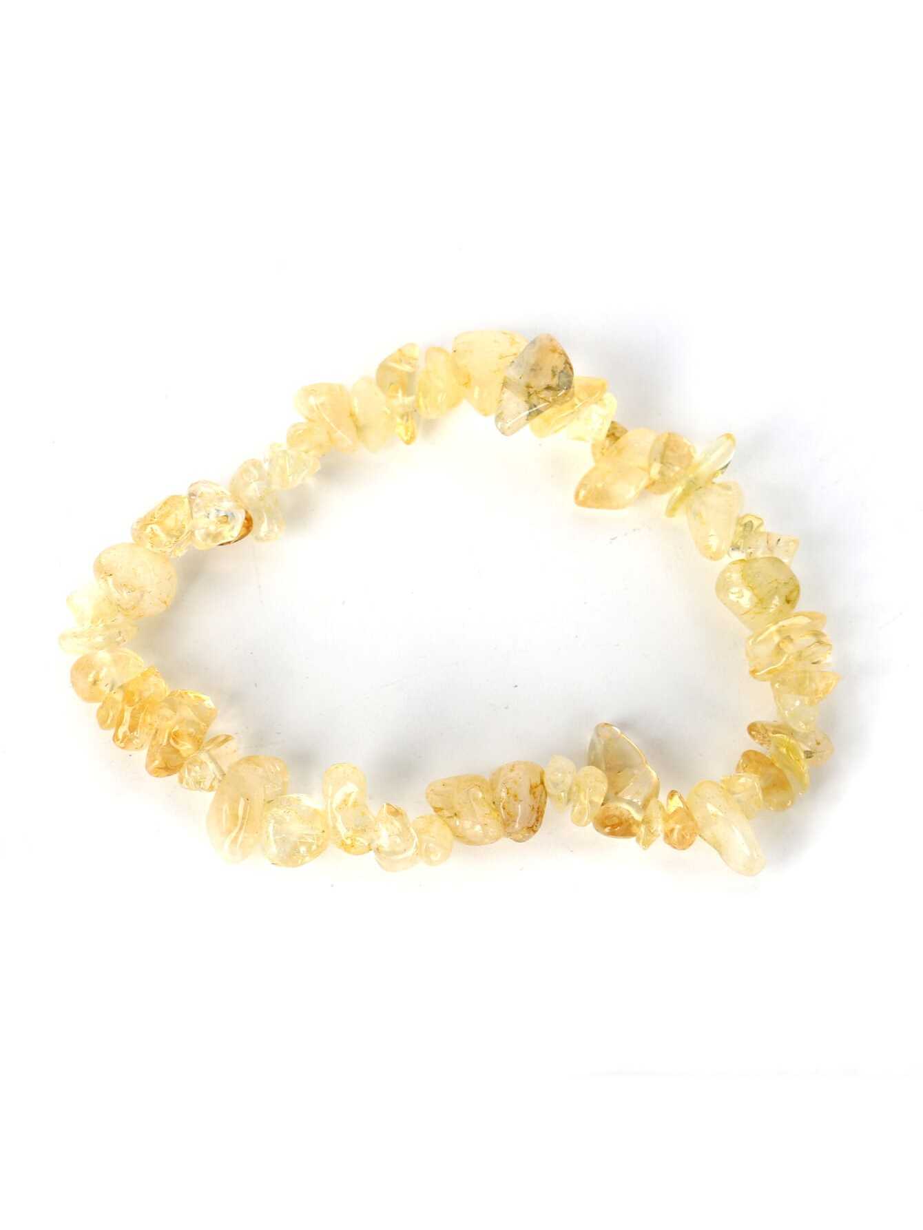 1pc Fashionable Natural Yellow Crystal Stone Chips Bracelet Suitable For Daily Wear For Women--1