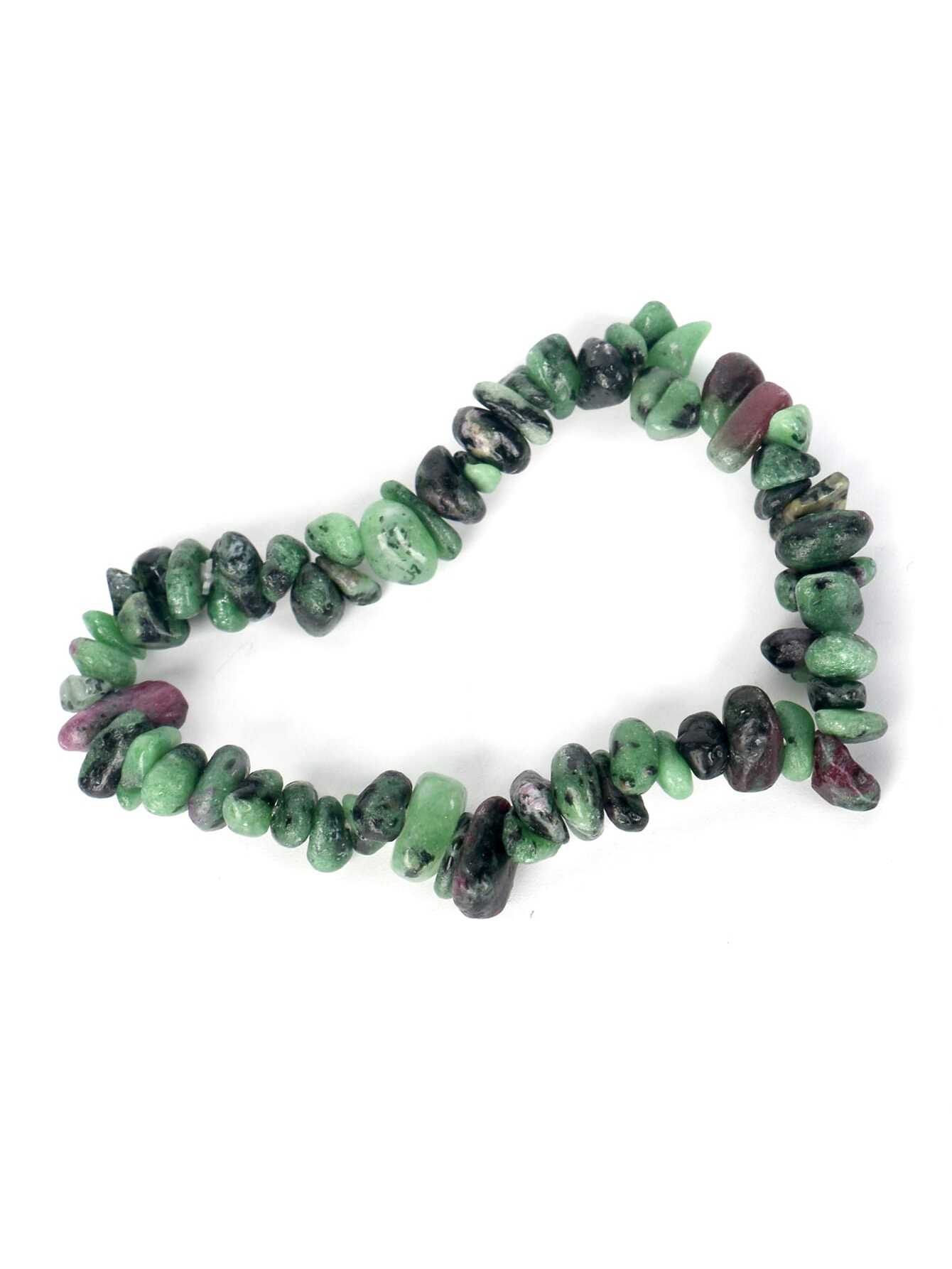 1pc Natural Red And Green Aventurine Bead Bracelet, Perfect For Everyday Wear By Women--1