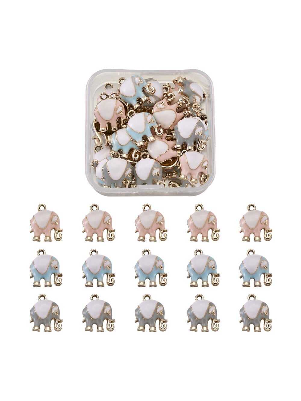 30pcs 3 Colours Alloy Enamel Elephant Pendants,Cute Elephant Pendant Jewellery,DIY Bracelet Necklace Earrings Keychain,Diy Multi Jewellery Crafts,17x14.5x5mm--1