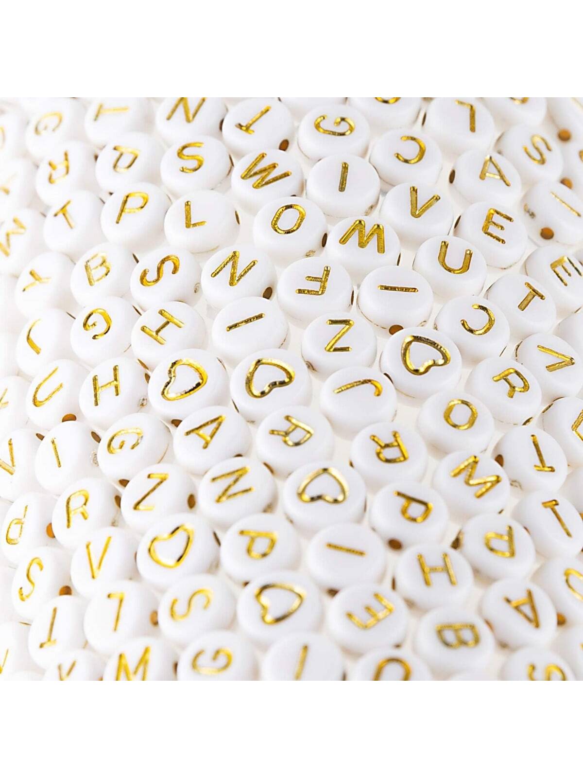 500pcs Rose Gold & White Acrylic Letter Beads - Perfect For Monogram Jewelry & Bracelets! 4X7MM-Gold-1