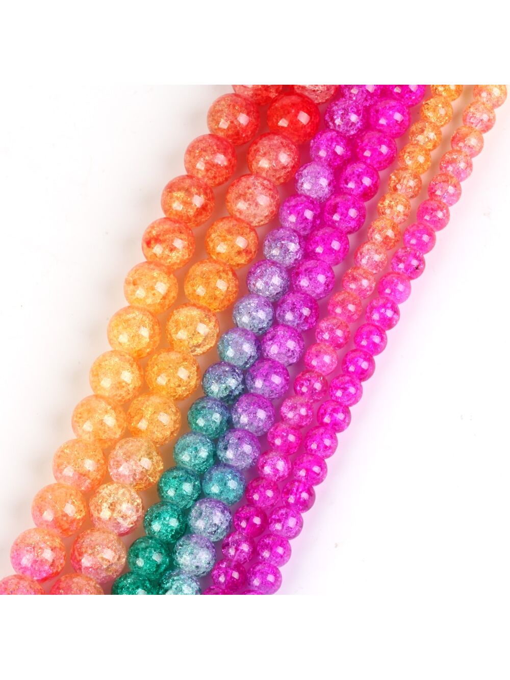 1 Strand Fashion Natural Stone Beads 6 8 10mm Multicolor Cracked Quartzs Rainbow Round Beads For Jewelry Making DIY Bracelet Necklace 15'' For Woman Chritmas-Multicolor-1