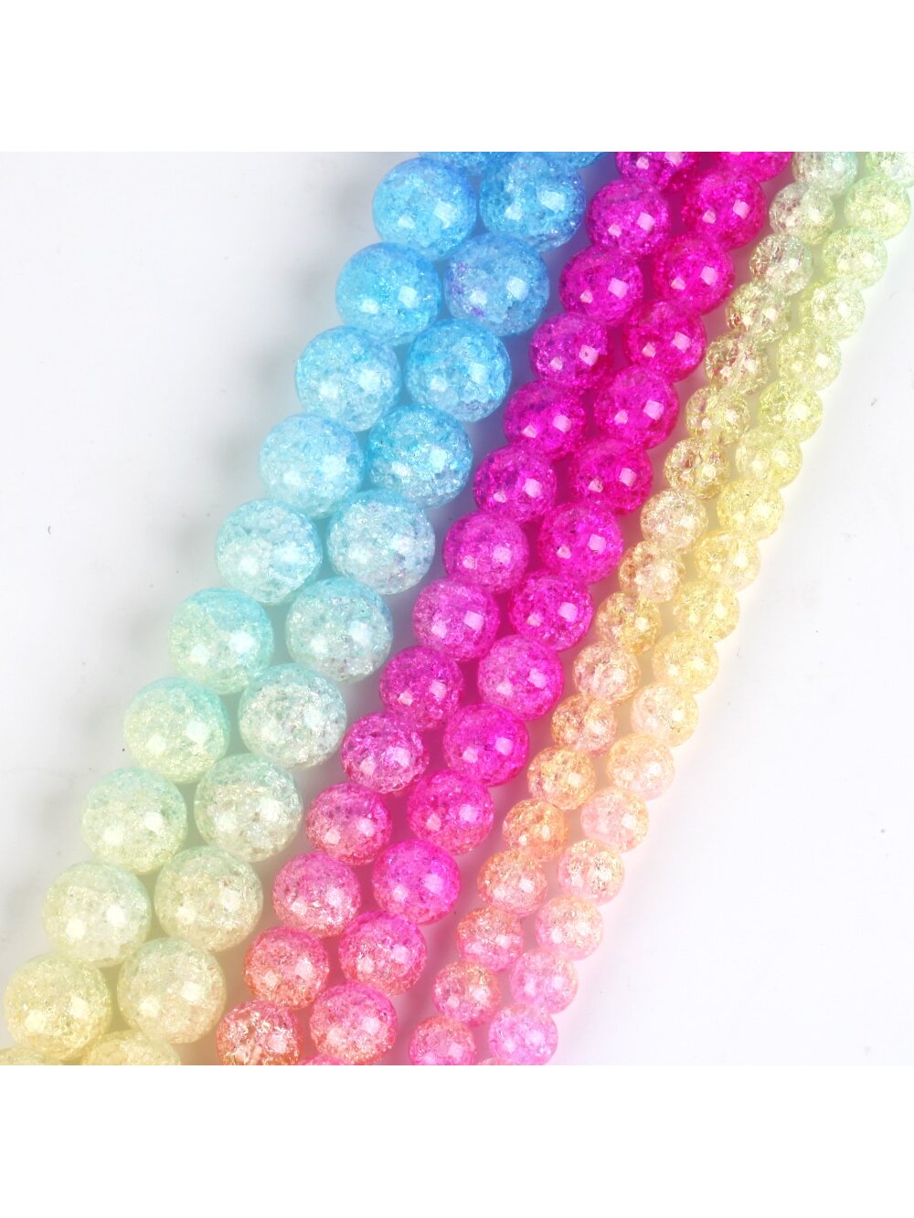 1 Strand Fashion Natural Stone Beads 6 8 10mm Multicolor Cracked Quartz Rainbow Round Beads For Jewelry Making DIY Bracelet Necklace 15'' For Girl Woman Christmas-Multicolor-1