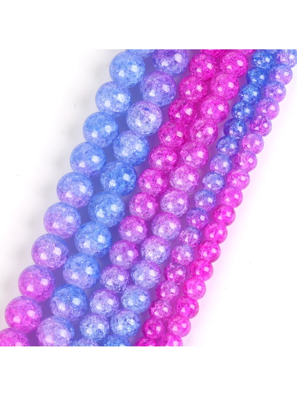 1 Strand Fashion Natural Stone Beads 6 8 10mm Multicolor Cracked Quartzs Rainbow Round Beads For Jewelry Making DIY Bracelet Necklace 15'' For Woman Chritmas-Multicolor-1