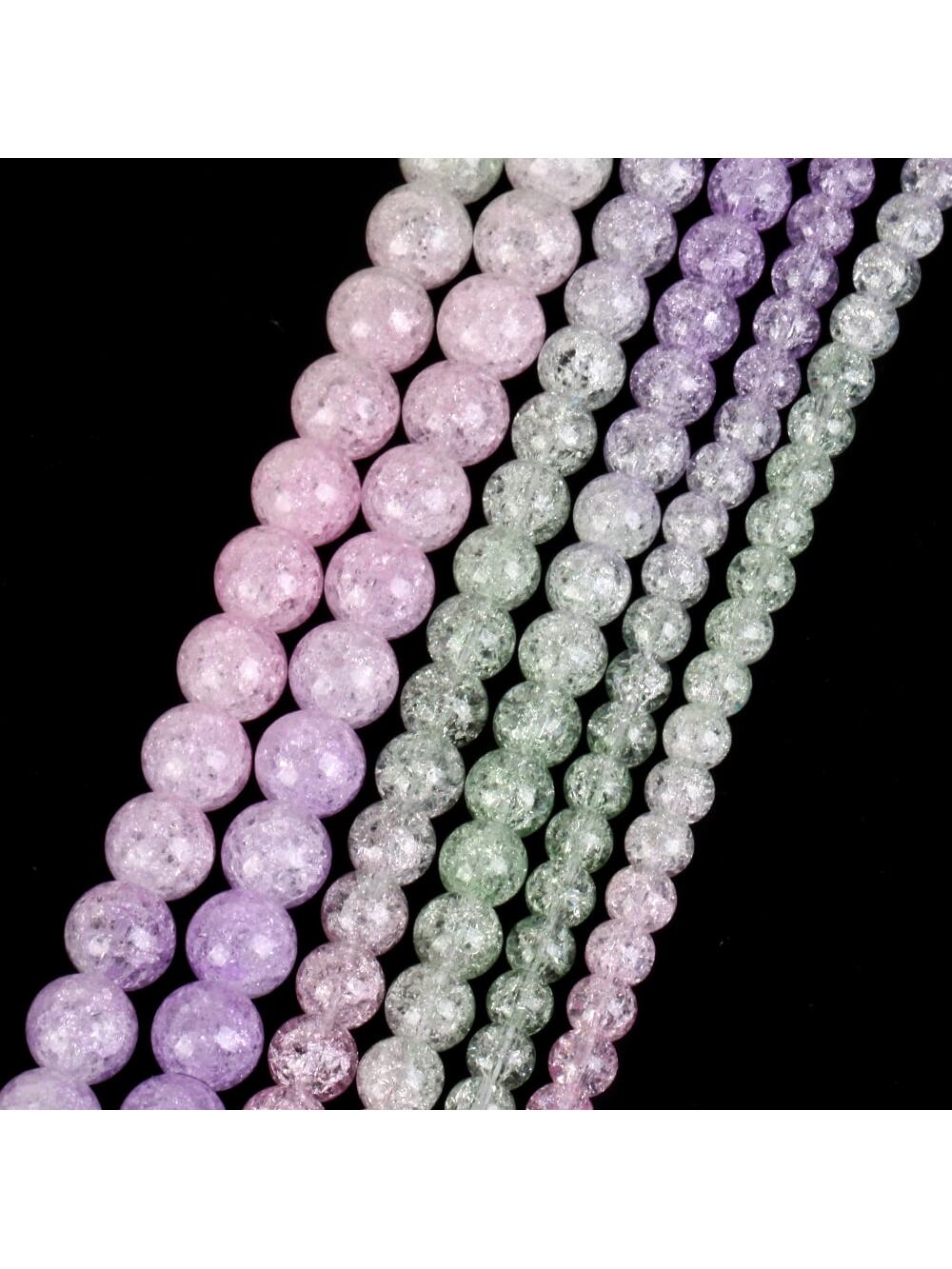 1 Strand Fashion Natural Stone Beads 6 8 10mm Multicolor Cracked Quartzs Rainbow Round Beads For Jewelry Making DIY Bracelet Necklace 15'' For Girl Woman Chritmas-Multicolor-1