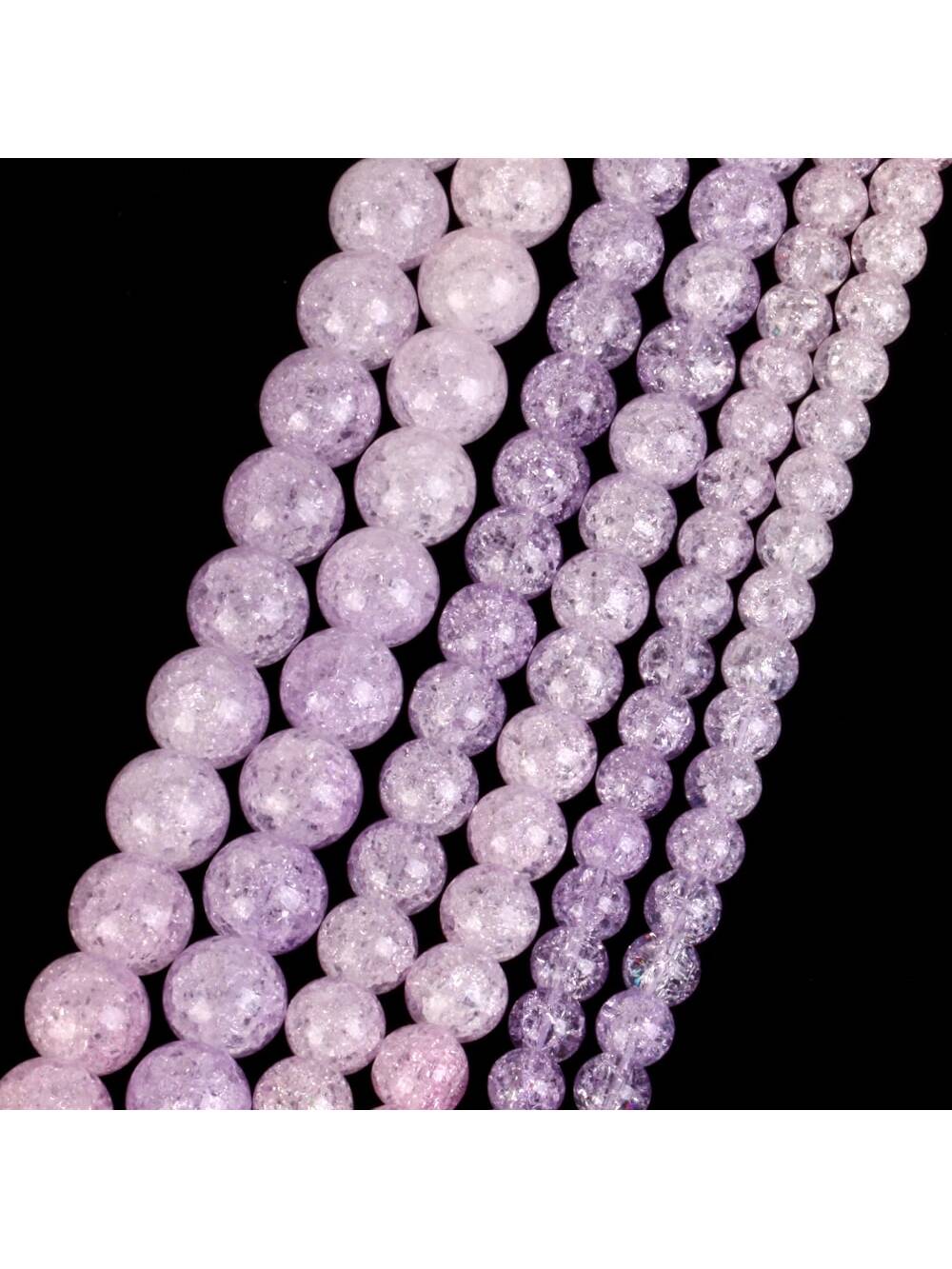 1 Strand Fashion Natural Stone Beads 6 8 10mm Multicolor Cracked Quartz Rainbow Round Beads For Jewelry Making DIY Bracelet Necklace 15'' For Woman Christmas-Multicolor-1