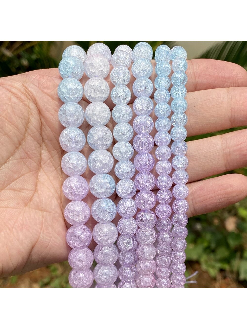 1 Strand Fashion Natural Stone Beads 6 8 10mm Multicolor Cracked Quartzs Rainbow Round Beads For Jewelry Making DIY Bracelet Necklace 15'' For Girl Woman Chritmas-Multicolor-1