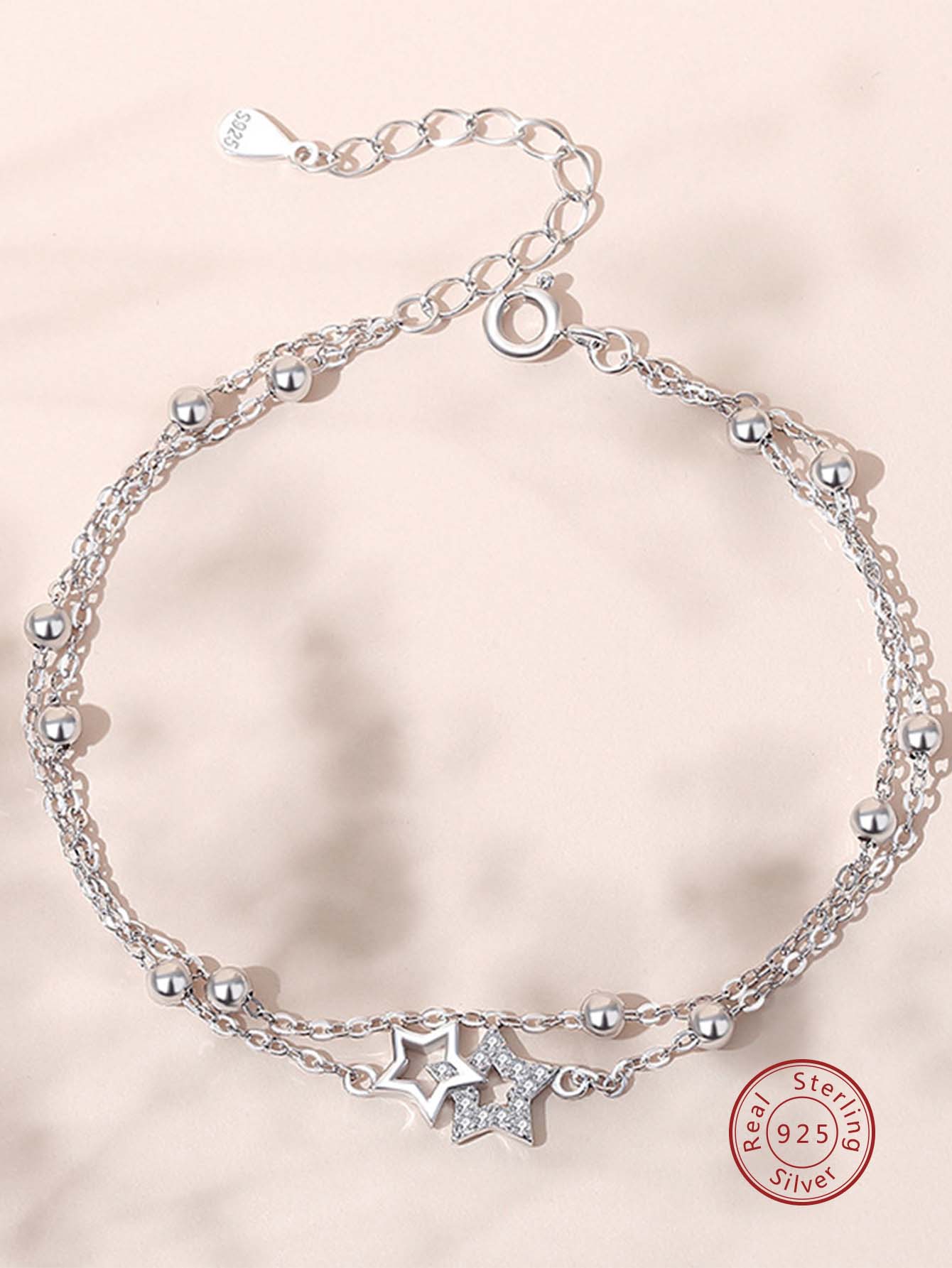 1pc Fashionable S925 Silver Star Charm Bracelet Suitable For Women's Daily Wear-Silver-1