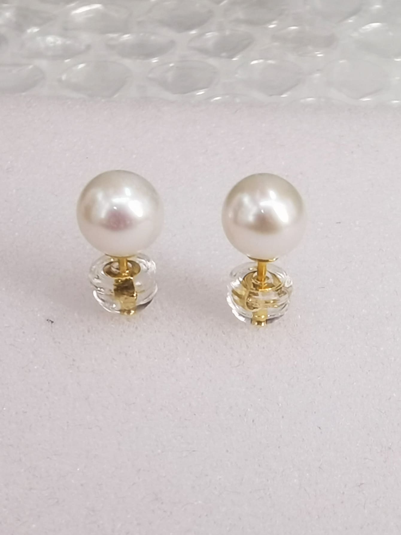 1pair natural 6.5-7mm round white high light freshwater pearl and S925 stud earrings for women daily life-White-1