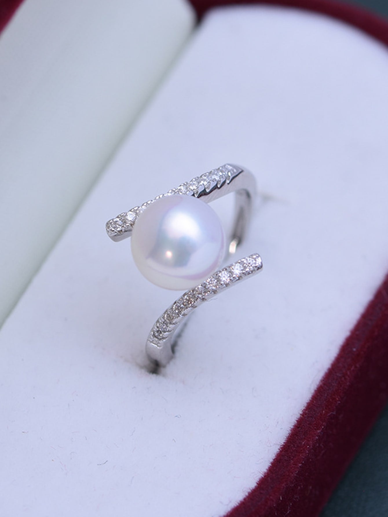 1pc Luxury Jewelry Faux pearls Rings Fine for Women Wedding Party Ornaments Ring-Silver-1