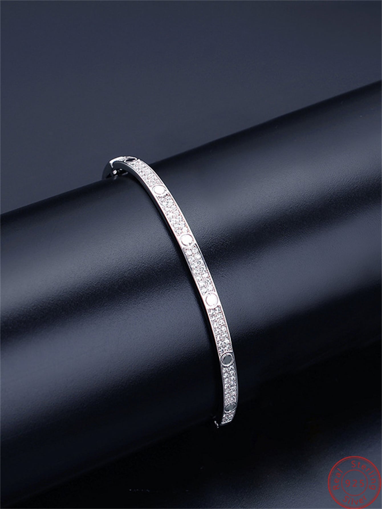 1pc 925 Sterling Silver Bracelet Embedded With Two Rows Of Zirconia With Gift Box. Fashionable & Gorgeous Style Suitable For Dating, Parties, Weddings, Travel, Daily Commutes, Beach Outings, Versatile Style For Summer. Ideal Gift For Girlfriend,-Silver-1