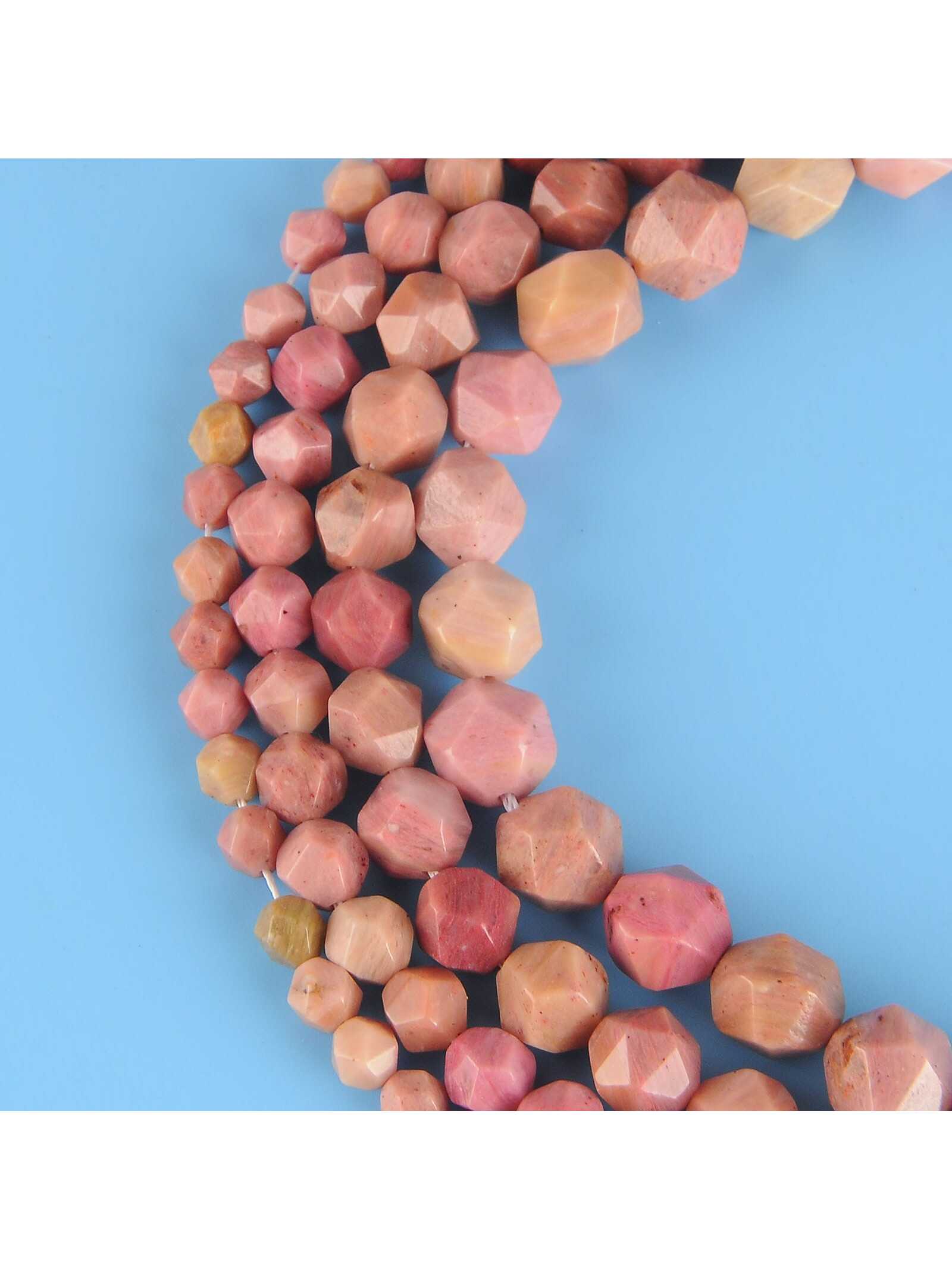 6/8/10/12mm AAA Grade Faceted Red Rhodonite Natural Stone Beads DIY Loose Strand Beads Jewelry Making Bracelet-Pink-1