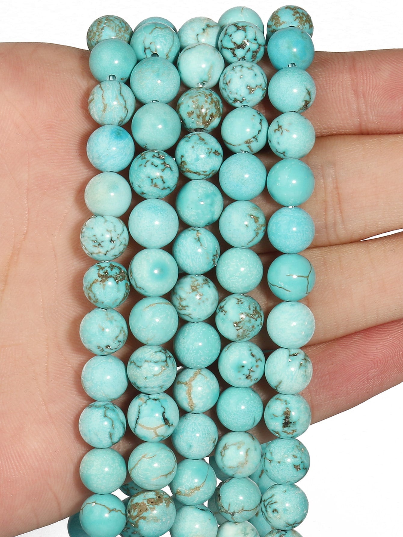 Natural Stone Beads Blue Turquoise Beads For Jewelry Making DIY Bracelet Necklace-Apricot-1