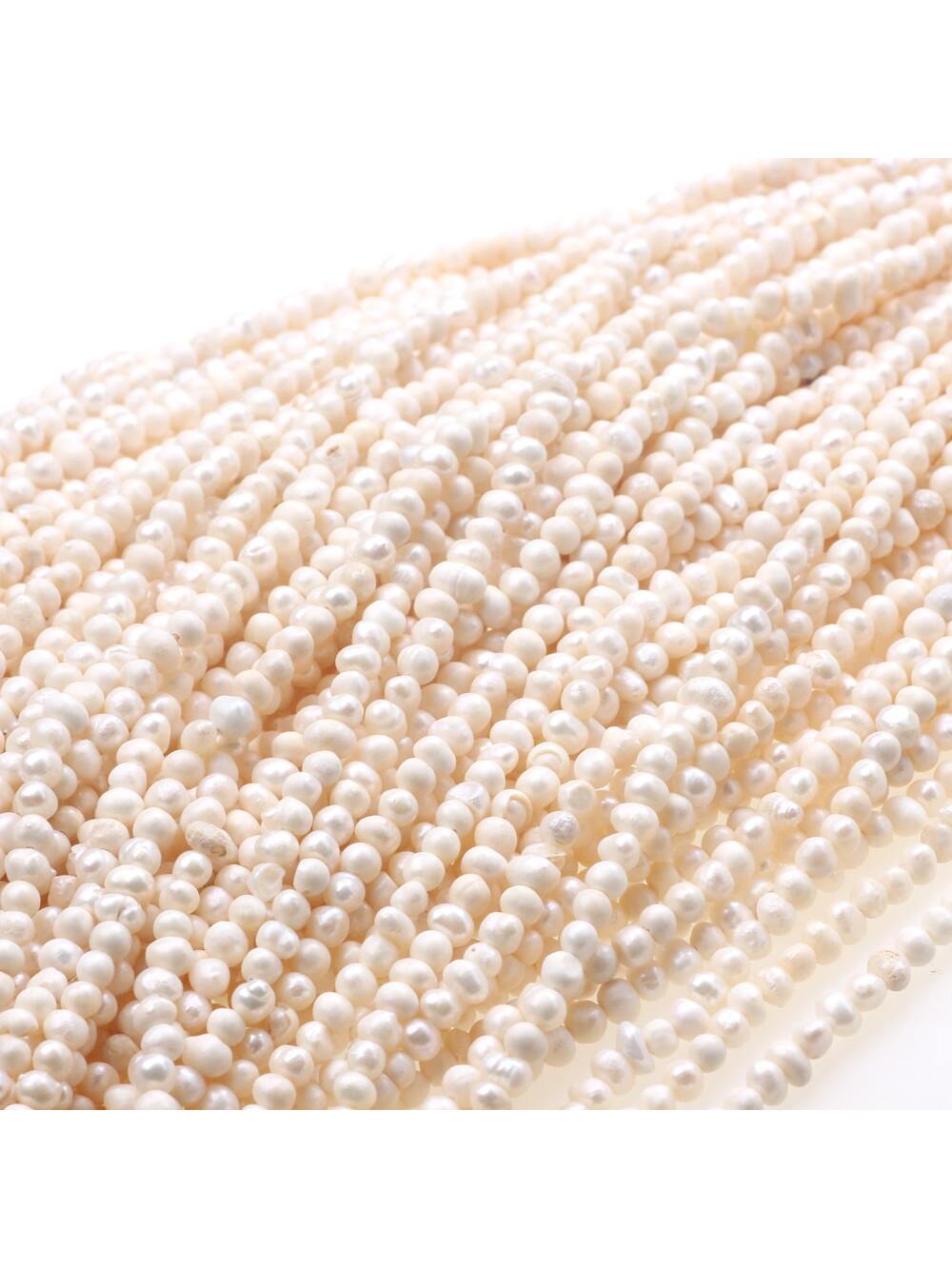 3MM Natural Freshwater Pearl Loose Bead 36.5CM Strip About 120PCS Semi-finished Thread String Semi-Finished Product Used For For Women's Daily Wear DIY Necklaces Bracelet Handmade Jewelry Making--1