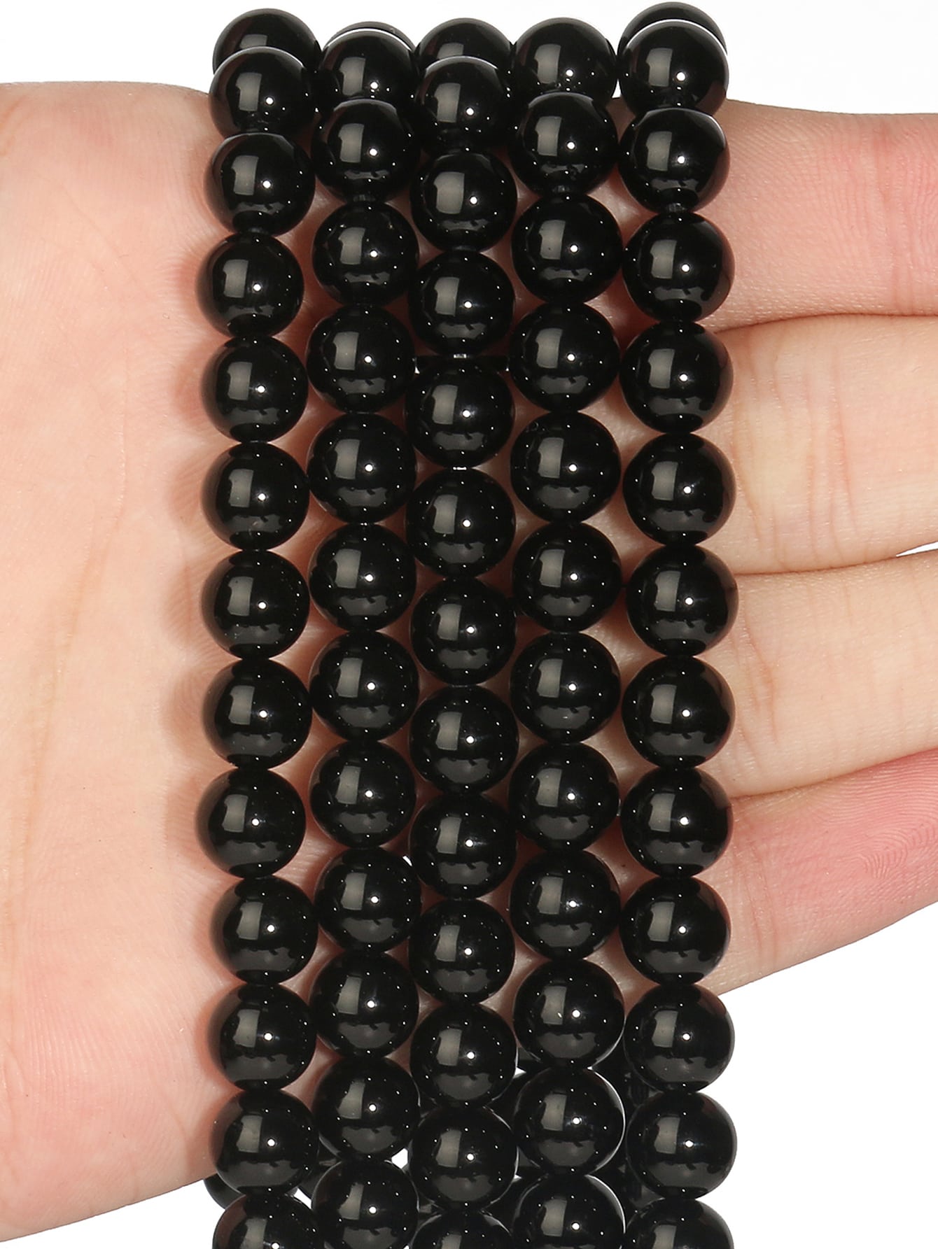 Natural Stone Beads Black Agate Beads For Jewelry Making DIY Bracelet Necklace-Apricot-1