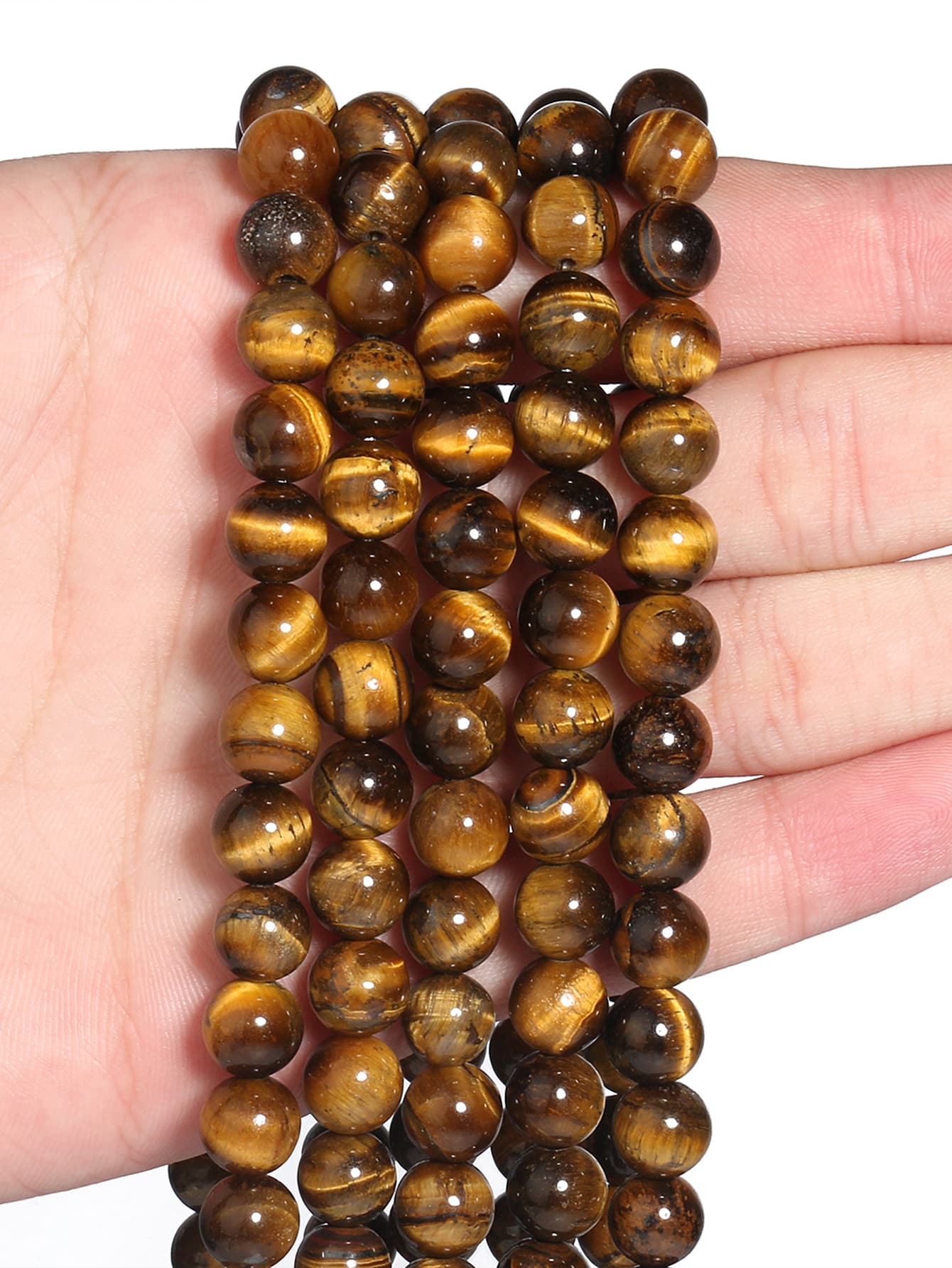 Natural Stone Beads Yellow Tiger Eye Beads For Jewelry Making DIY Bracelet Necklace-Apricot-1