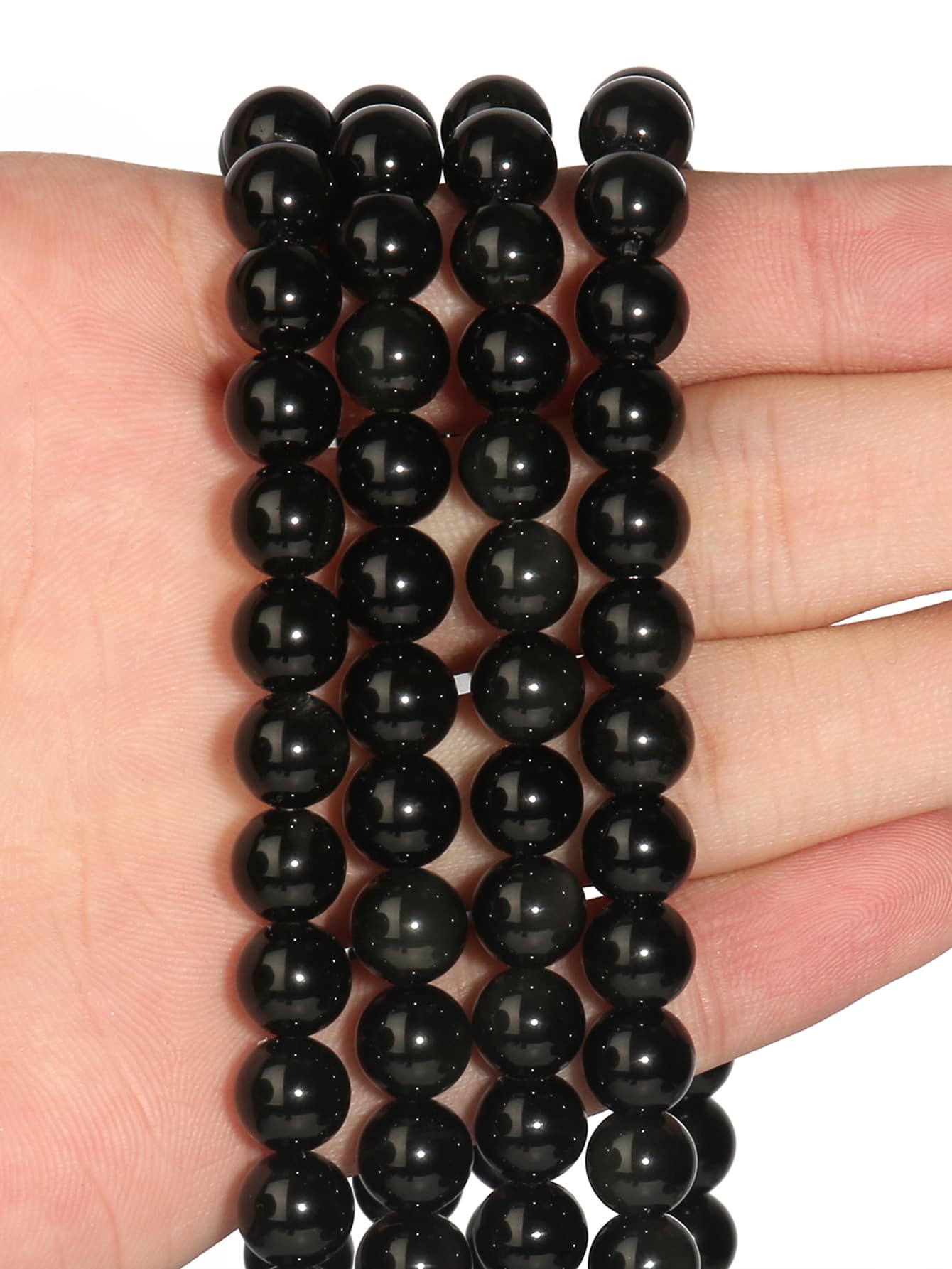 Natural Stone Beads Black Obsidian Beads For Jewelry Making DIY Bracelet Necklace-Apricot-1