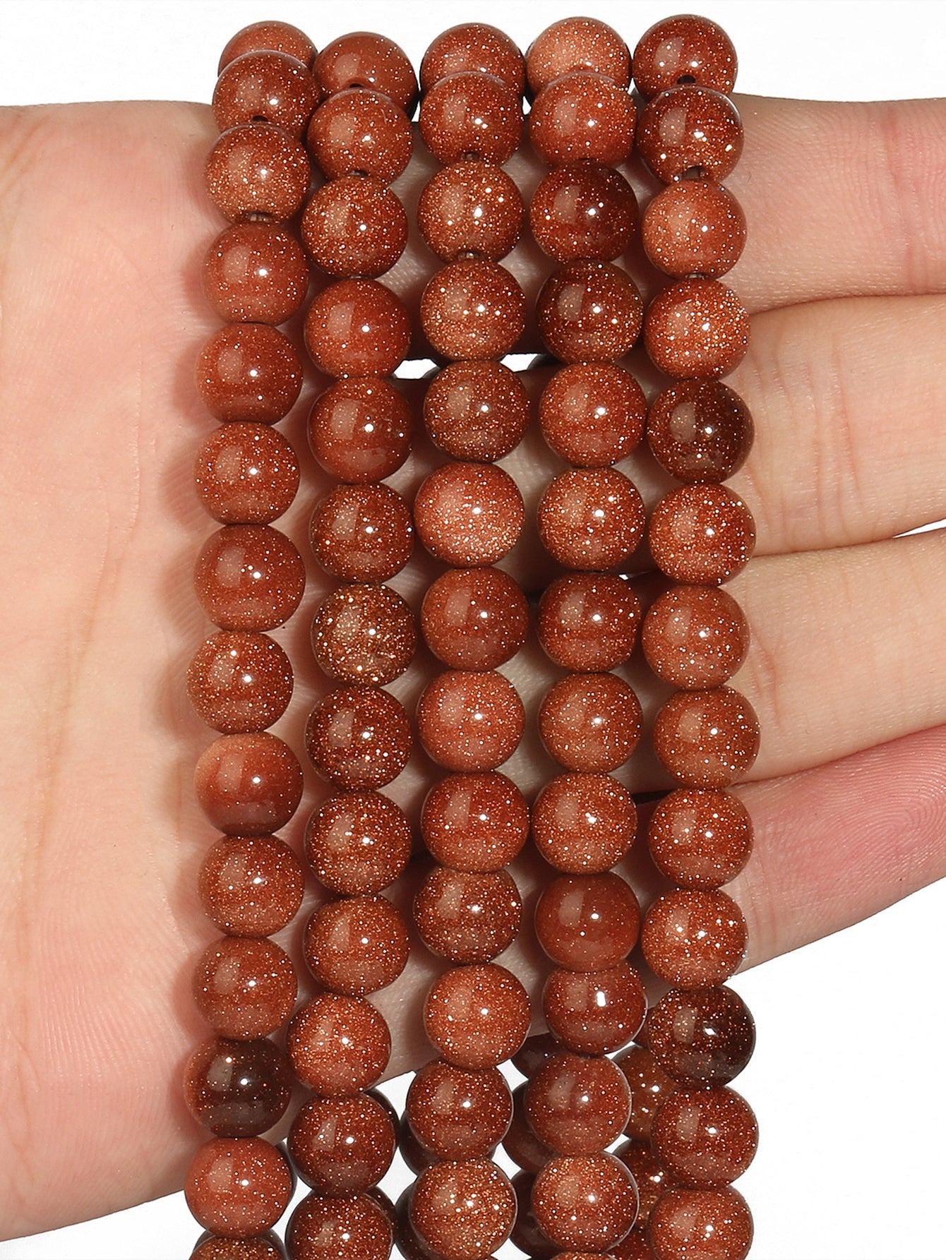 Natural Stone Beads Golden Sand Stone Beads For Jewelry Making DIY Bracelet Necklace-Apricot-1