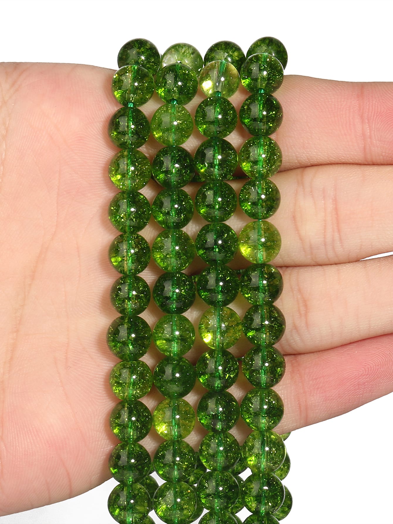 Natural Stone Beads Green Crack Quartz Beads For Jewelry Making DIY Bracelet Necklace-Apricot-1