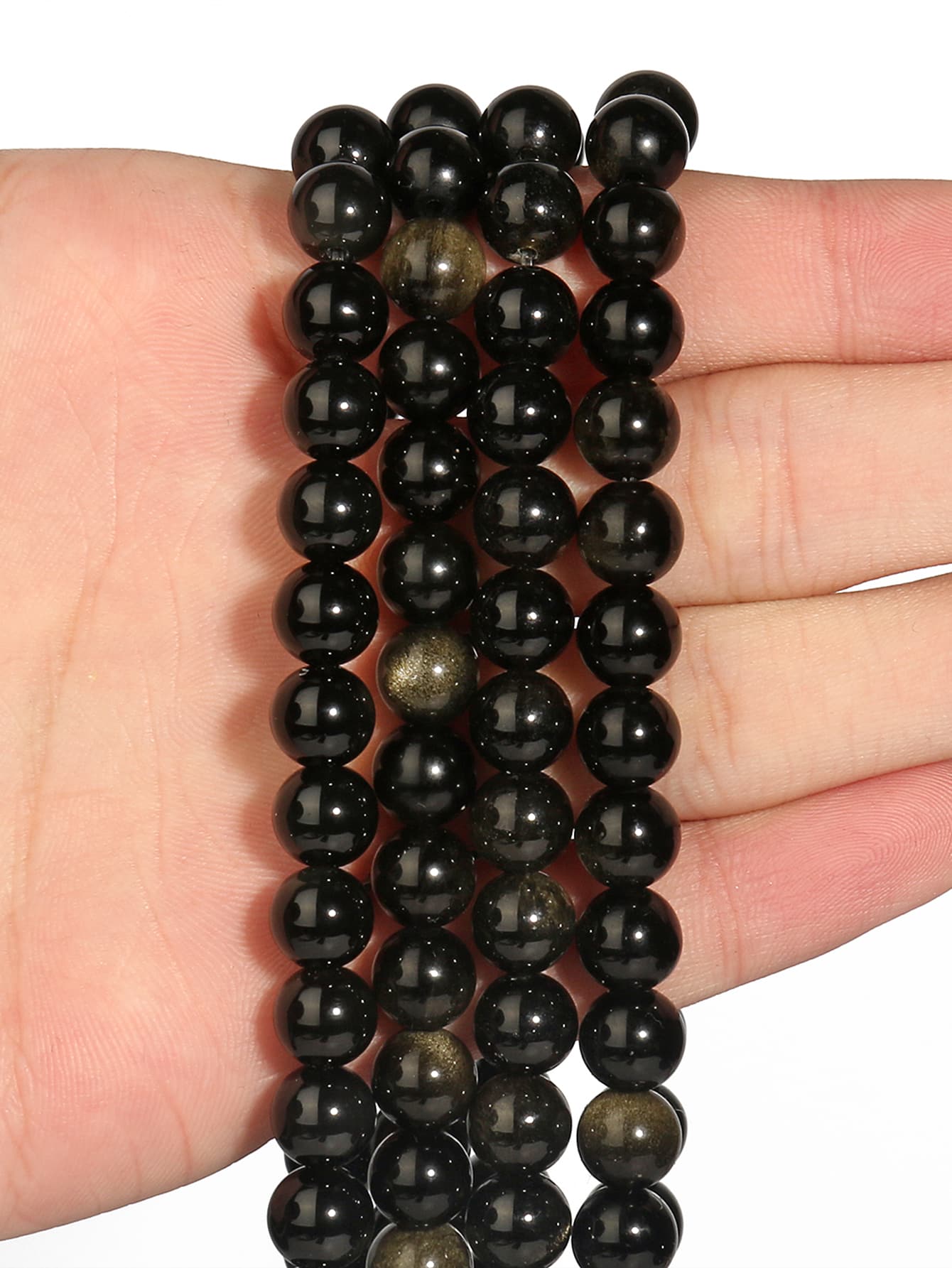 Natural Stone Beads Golden Obsidian Beads For Jewelry Making DIY Bracelet Necklace-Apricot-1