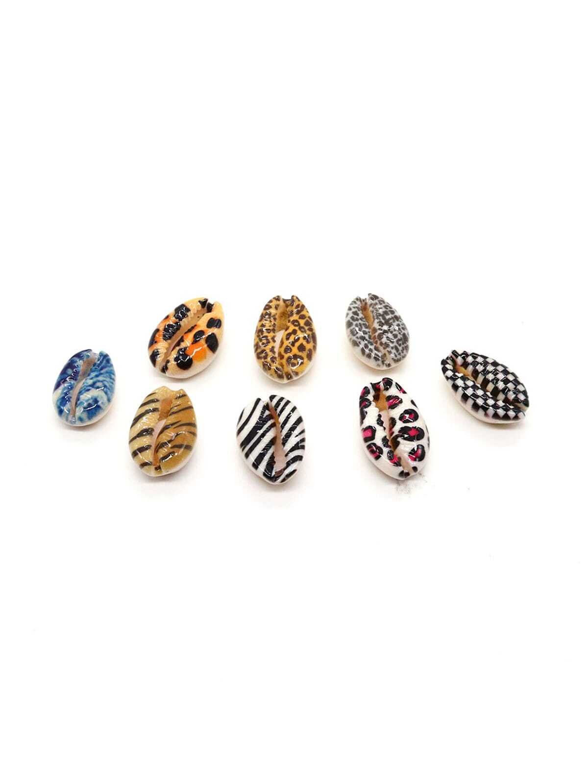 8pcs/set Natural Conch Shell Beads 9x19mm Leopard Print Patterned Diy Beads For Necklace, Bracelet Jewelry Making-Multicolor-1