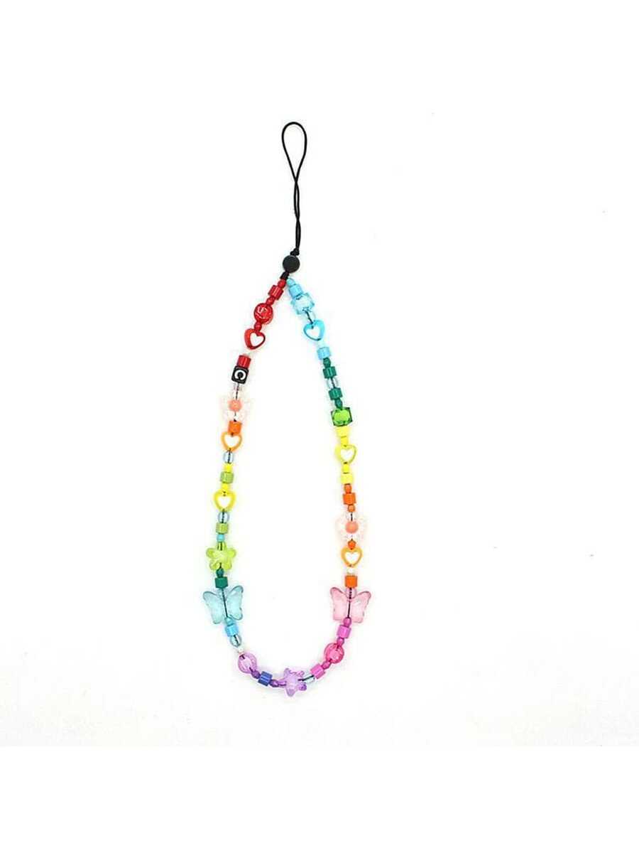 Rainbow-color Anti-lost Phone Chain With Enamel Beads For Diy--1