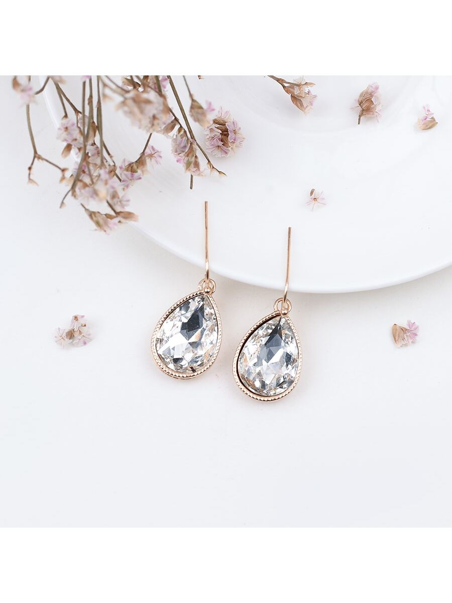 2023 New Arrival Fashionable Large Glass Teardrop Dangle Earrings Suitable For Parties And Gatherings--1