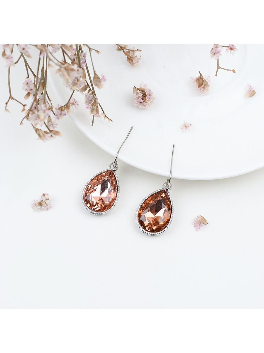 2023 New Arrival Fashion Jewelry Korean Style Ear Studs, Earrings With Large Glass Teardrop Pendant--1