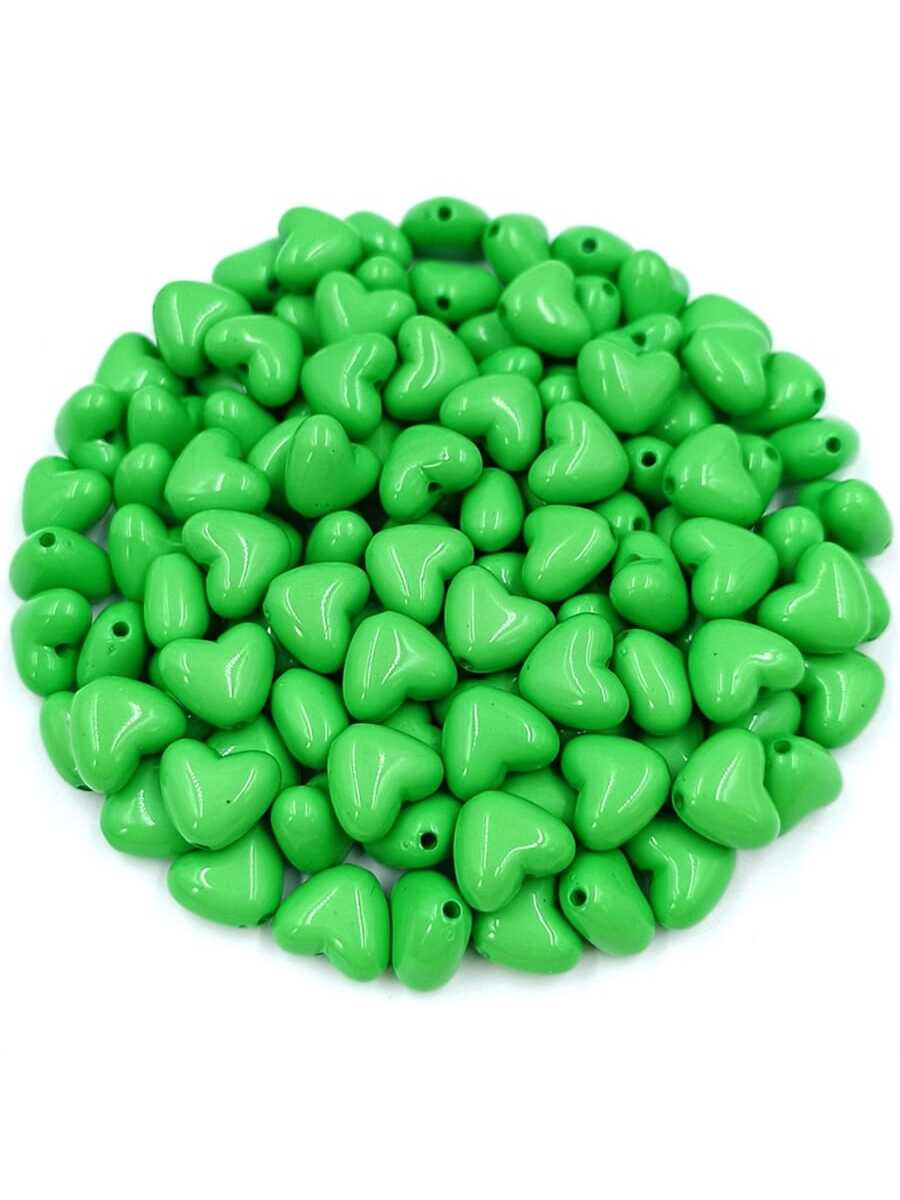 20Pcs 9*11mm Candy Color Acrylic Loose Beads Heart Beads For Jewelry Making DIY Charms Bracelet Necklace Accessories Jewelry Findings-Green-1