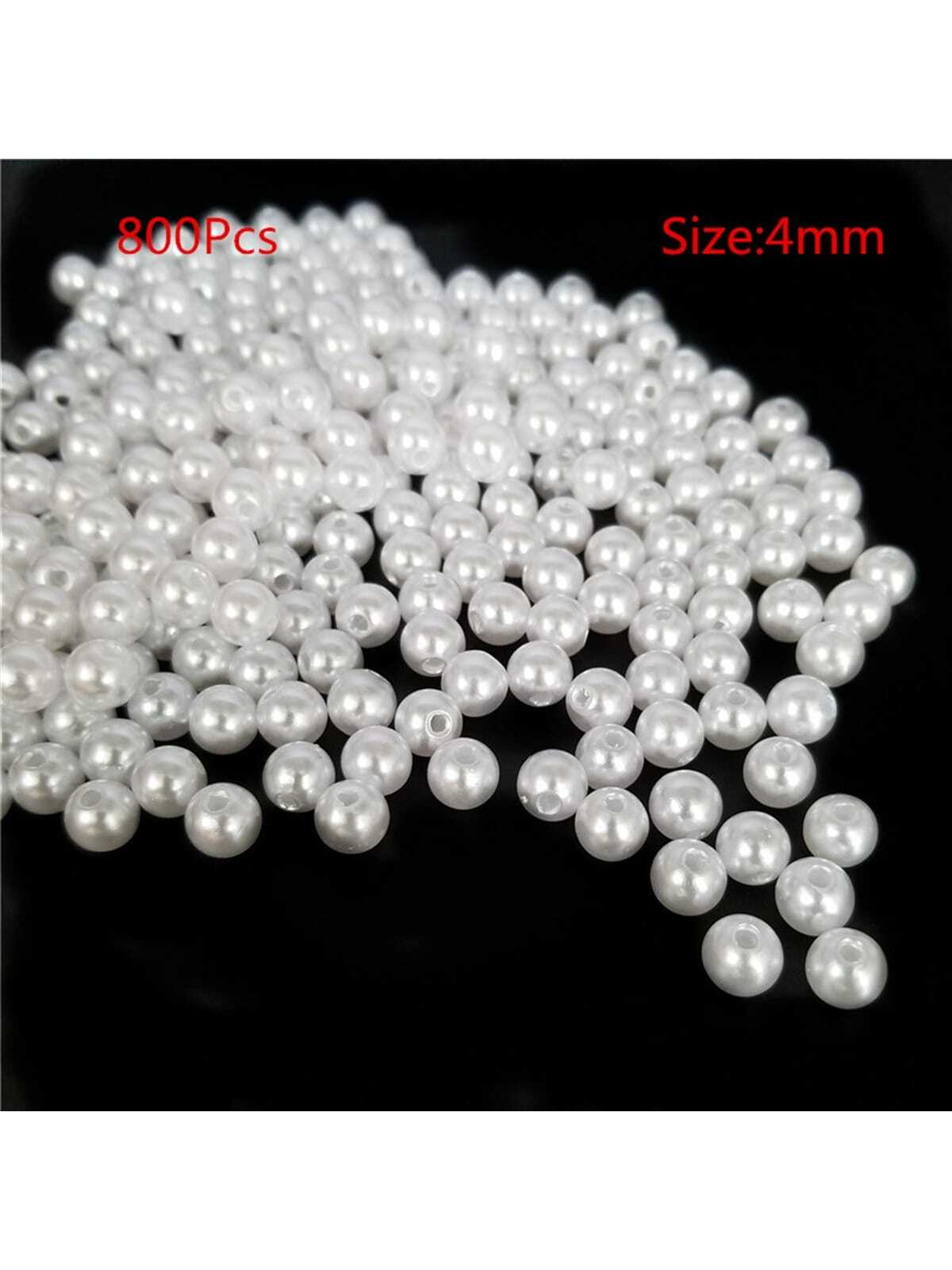 800Pcs 4mm/0.157in pure white pearls--1