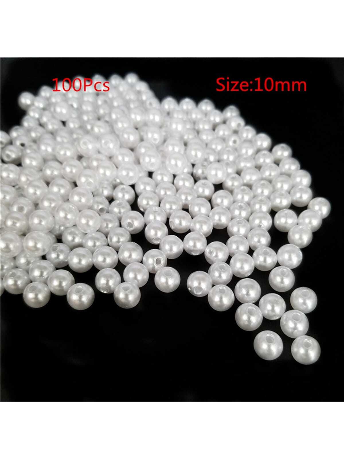 100Pcs 10mm/0.394in pure white pearls--1