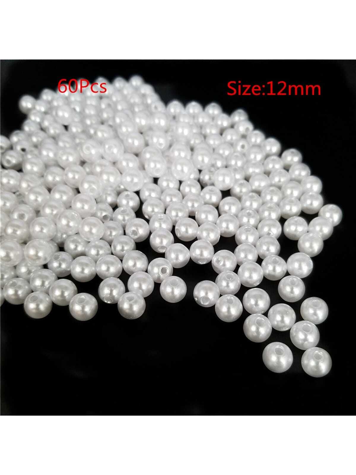 60Pcs 12mm/0.472in pure white pearls--1